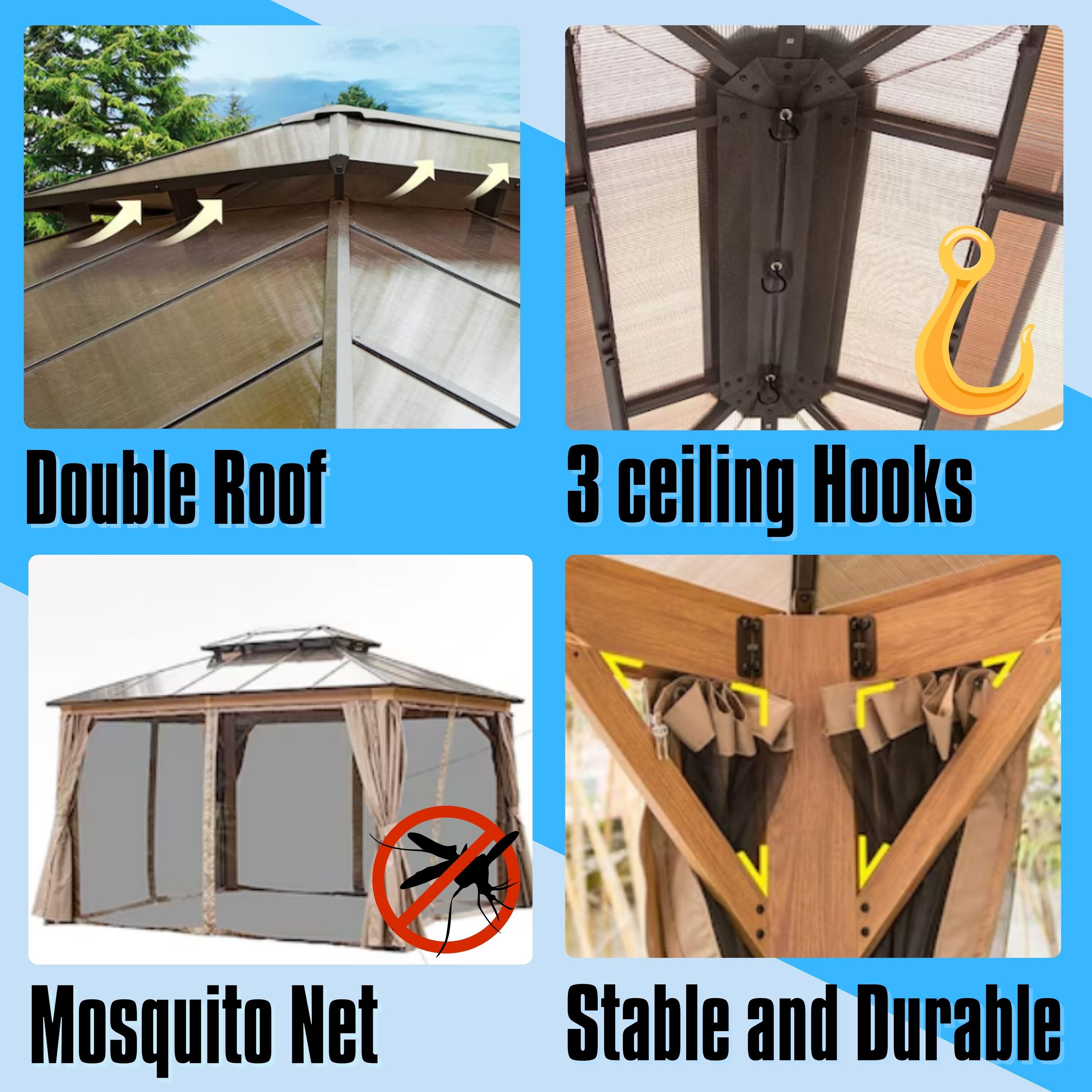 ToolCat PG2-92-PT Wood-Resin-Gazebos - View #2