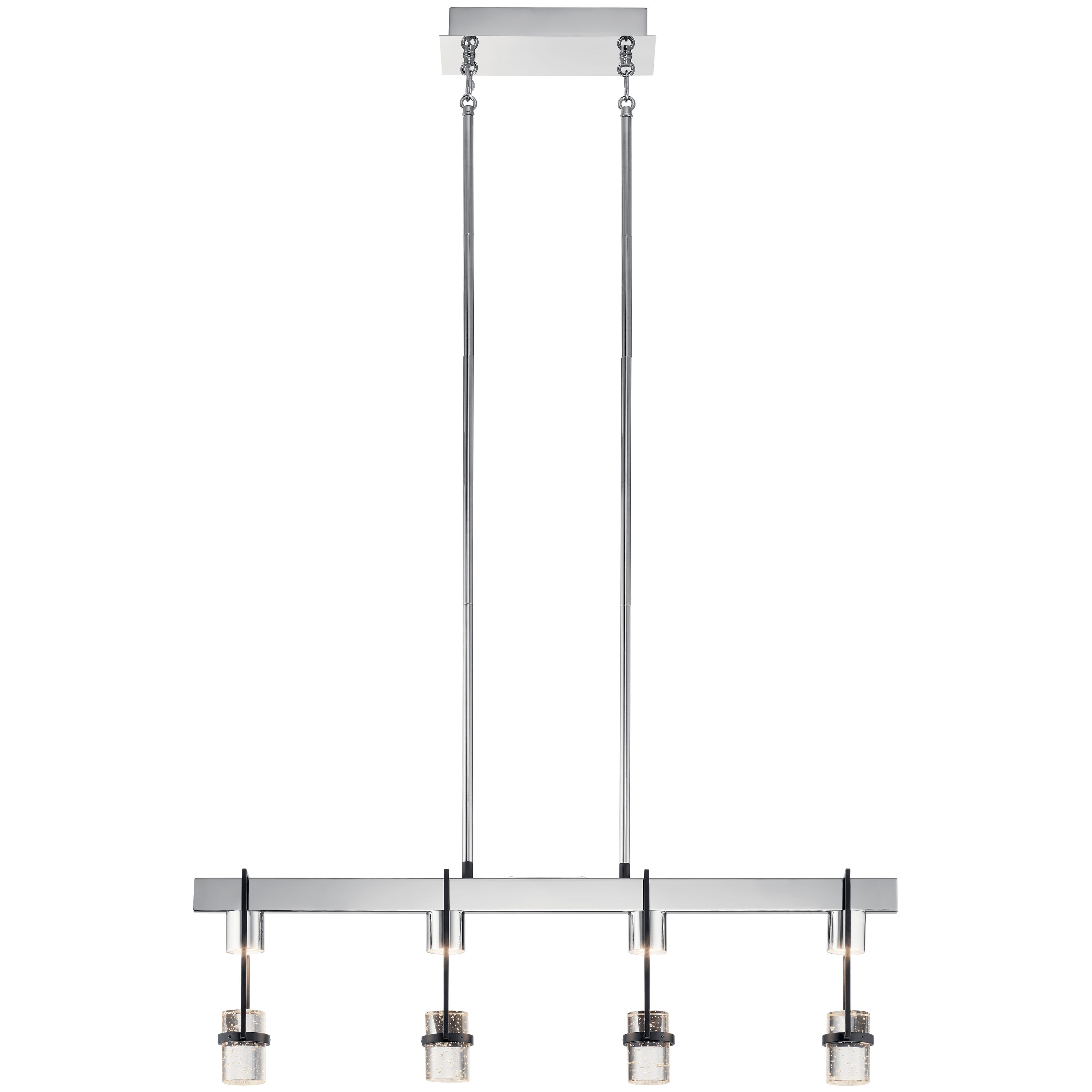 Matte Black Crystal LED Island Pendant with Bubble Crystal Shade