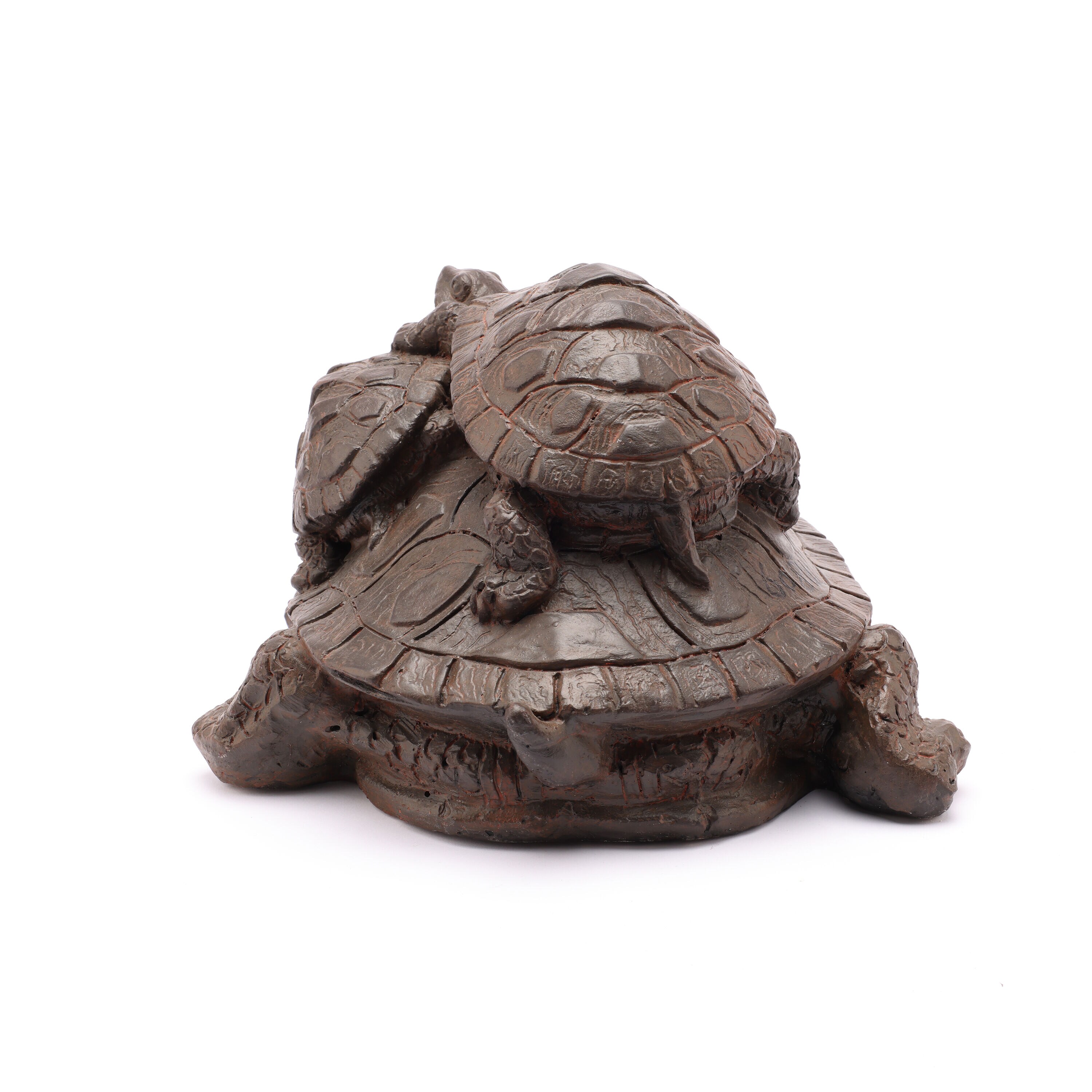 LuxenHome 9.06-in H x 13.63-in W Brown Turtle Garden Statue in the ...