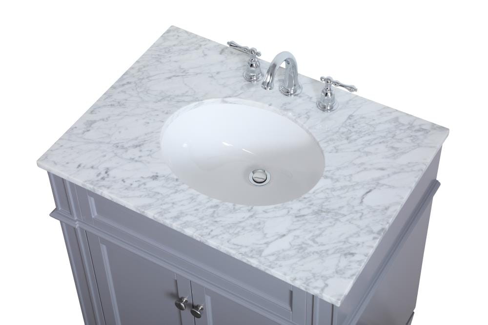 Gray Marble Top Single Bathroom Vanity with Porcelain Sink