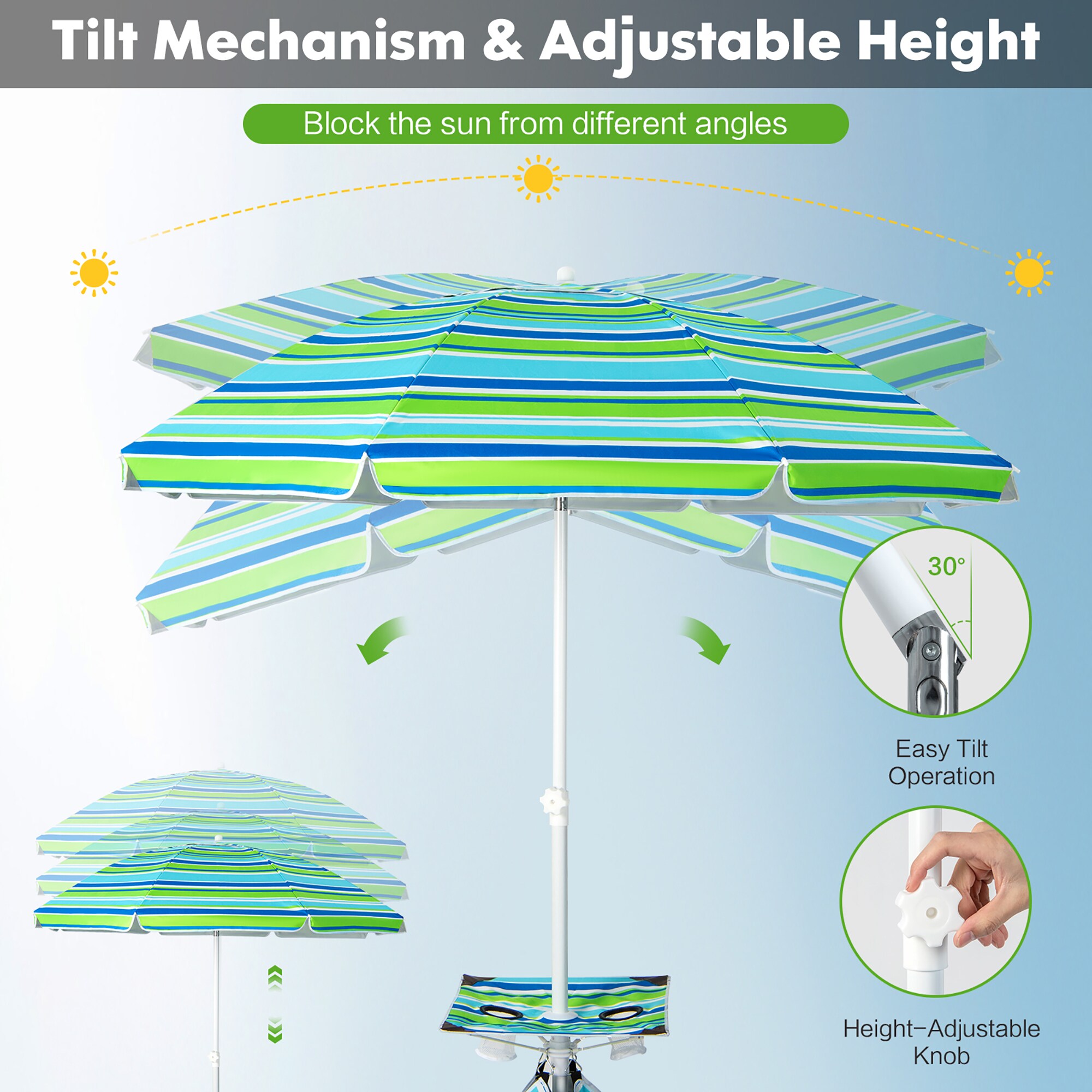 Costway NP10840GN Umbrellas-2 - View #2