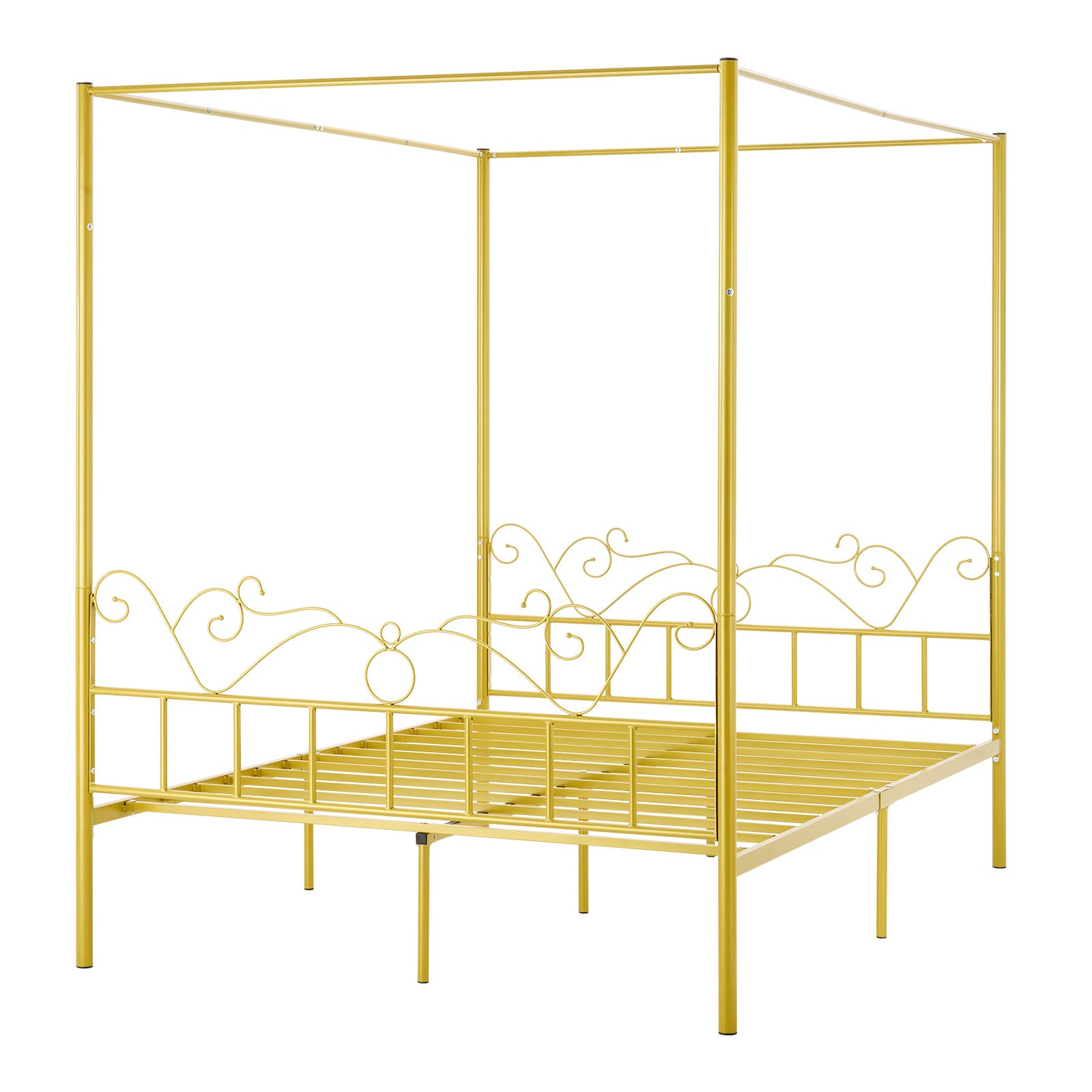 VEVOR - Queen Size Canopy Bed Frame Metal Canopy Bed with Minimalist Headboard and Four Posters D...