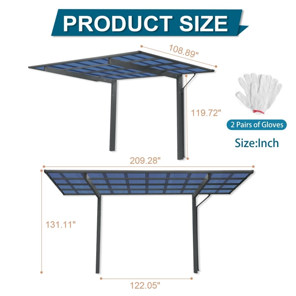 Coolbibila HIN-CARPORT-CHARCOAL Carport-Covers - View #3