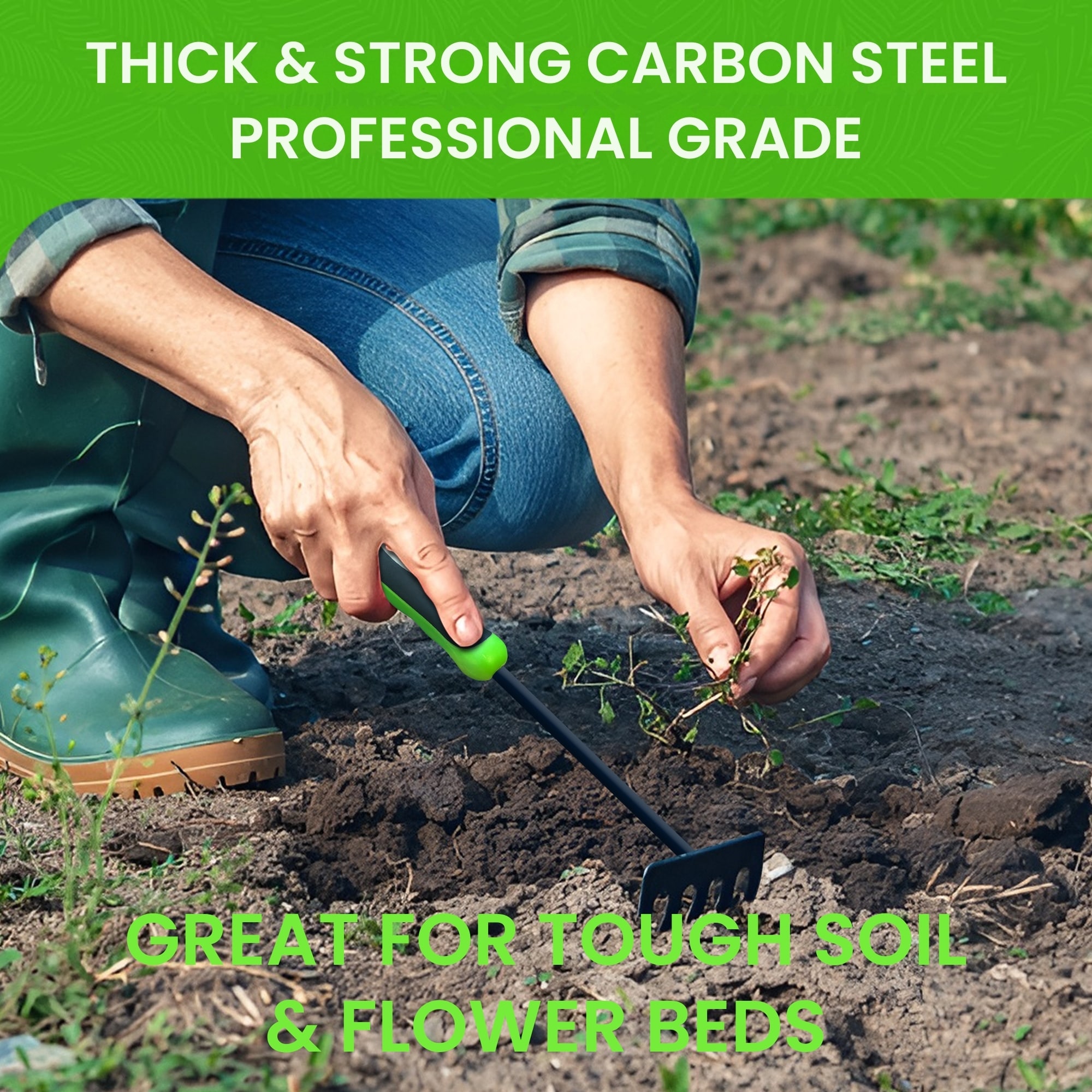 Garden Guru Hand Rake Cultivator Tiller Tool - Carbon Steel in the ...