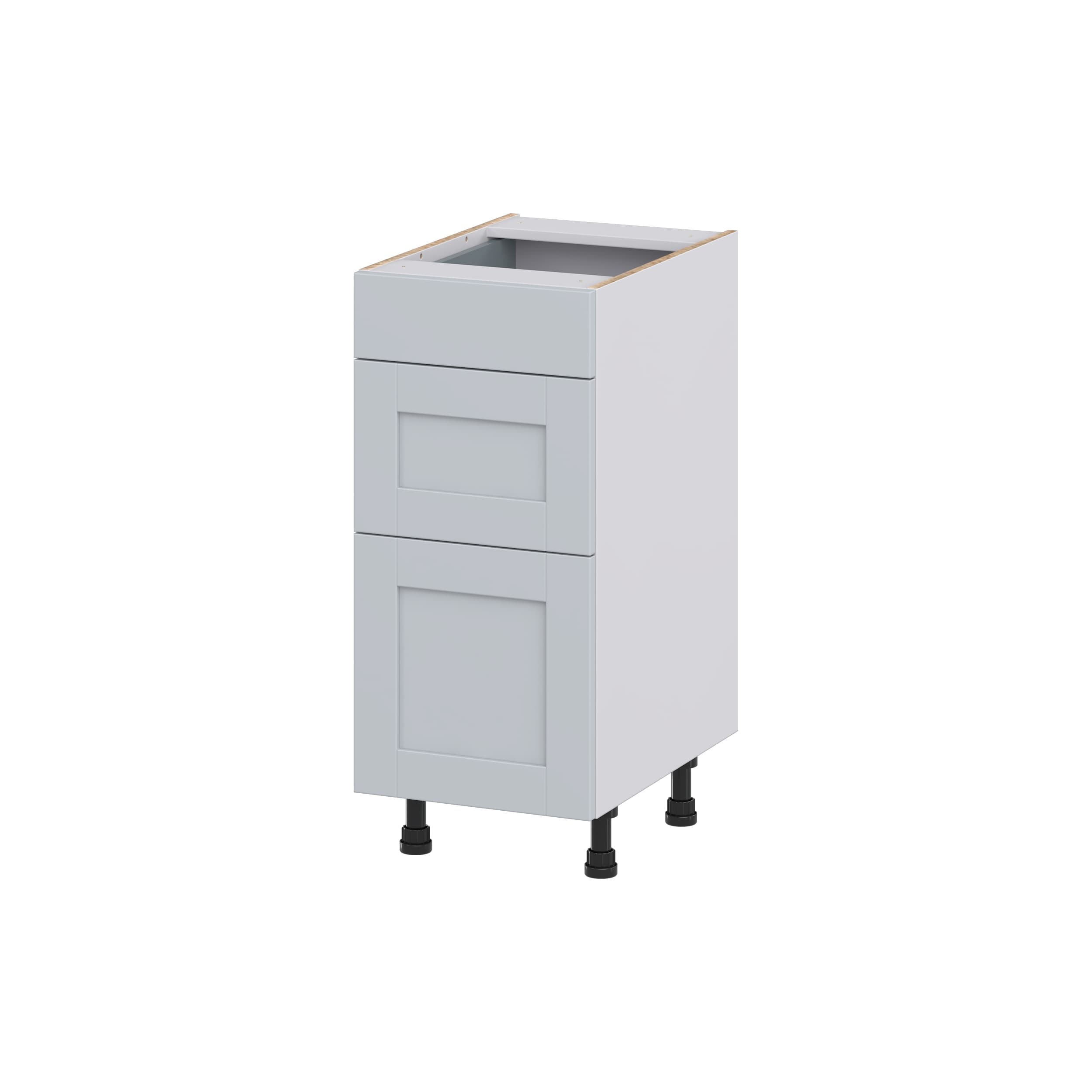 Hugo&Borg Charlesberg 12-in W x 34.5-in H x 21-in D Gray 3-Drawer Base Fully Assembled Cabinet (Recessed Panel Style)