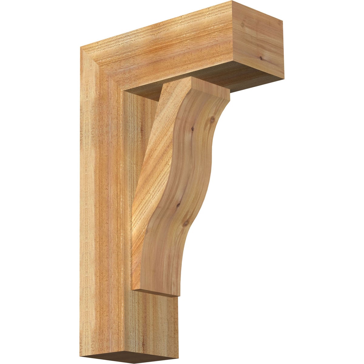 Ekena Millwork 1462269 Funston block rough sawnbracket with offset brace 8-in x 20-in x 32-in Western red cedar Brown Wood Standard bracket