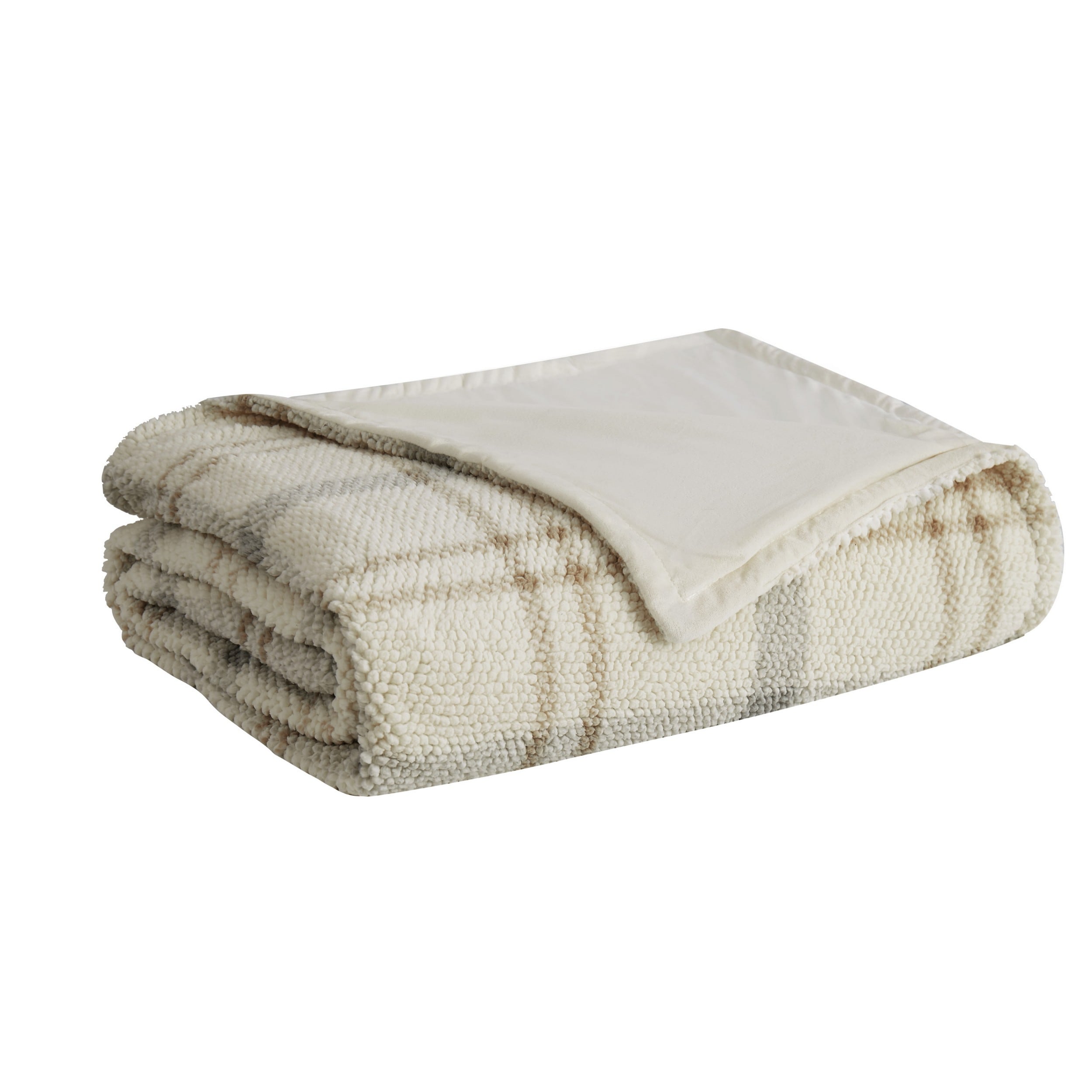 London Fog London Fog Popcorn Plaid Grey and Neutral 90 in x 90 in Blanket in the Blankets Throws department at Lowes