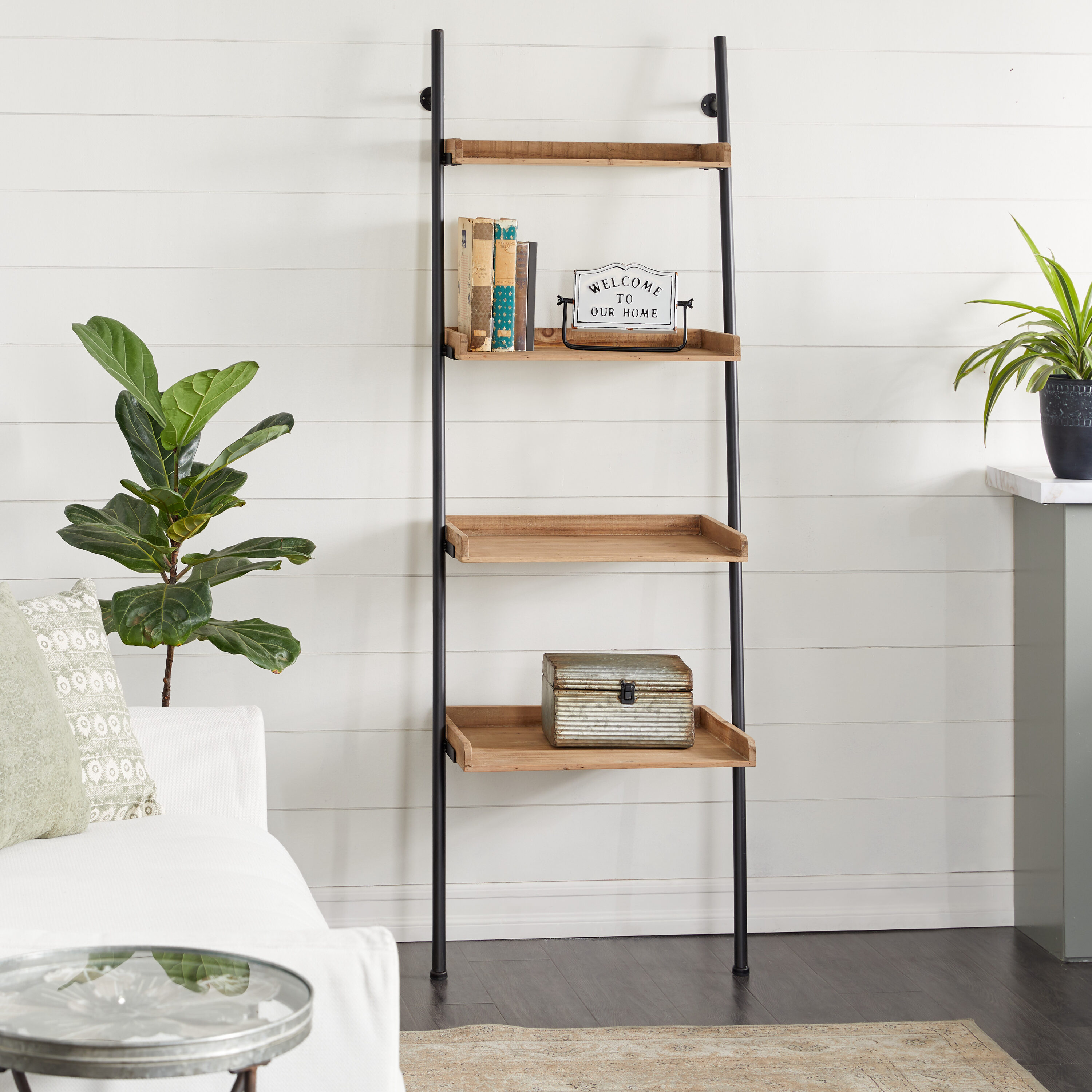 allen + roth Brown Metal 3-Shelf Bookcase (28-in W x 35.5-in H x 17.5-in D)