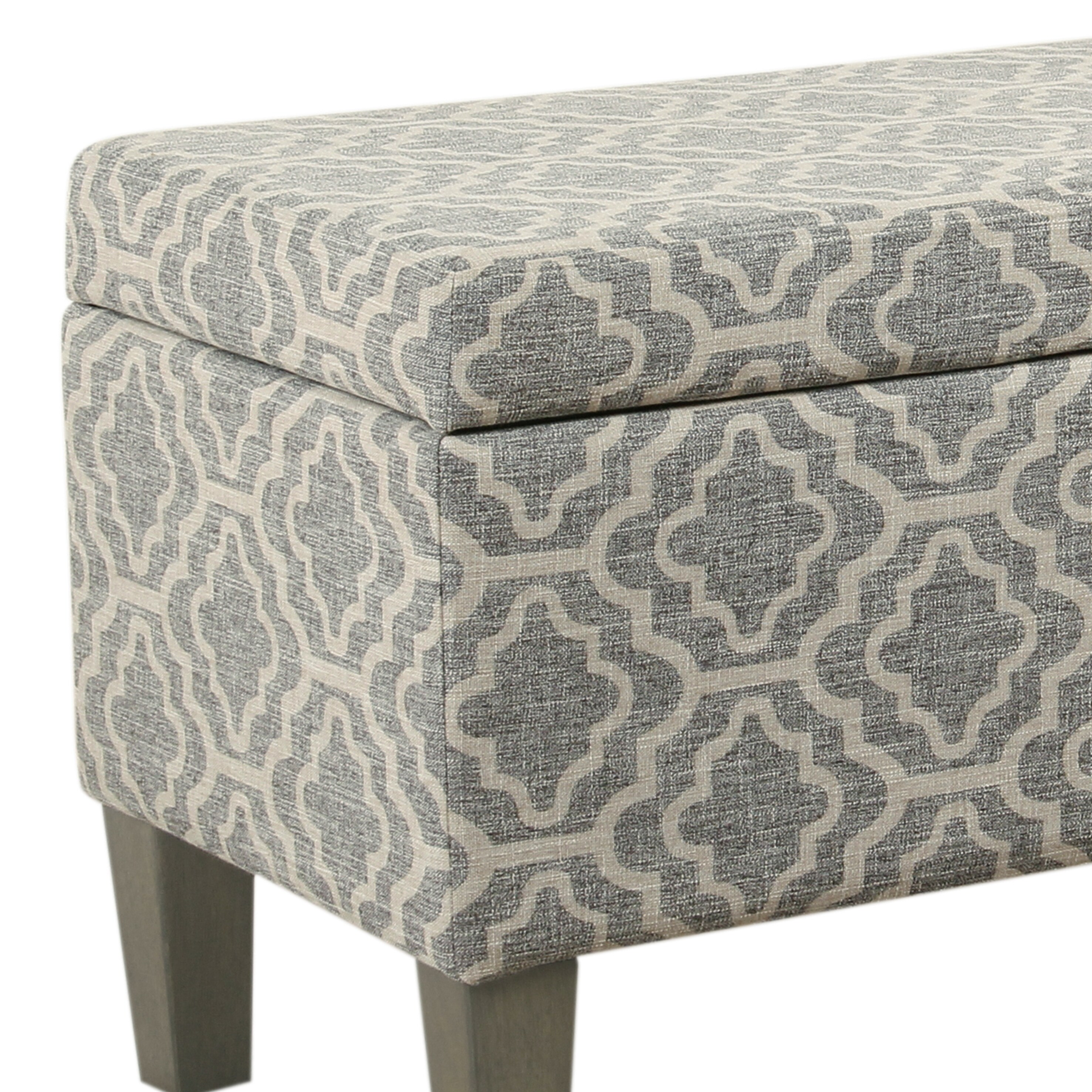 Benzara Modern Gray And Cream Accent Bench With Storage 36-in X 16-in X ...