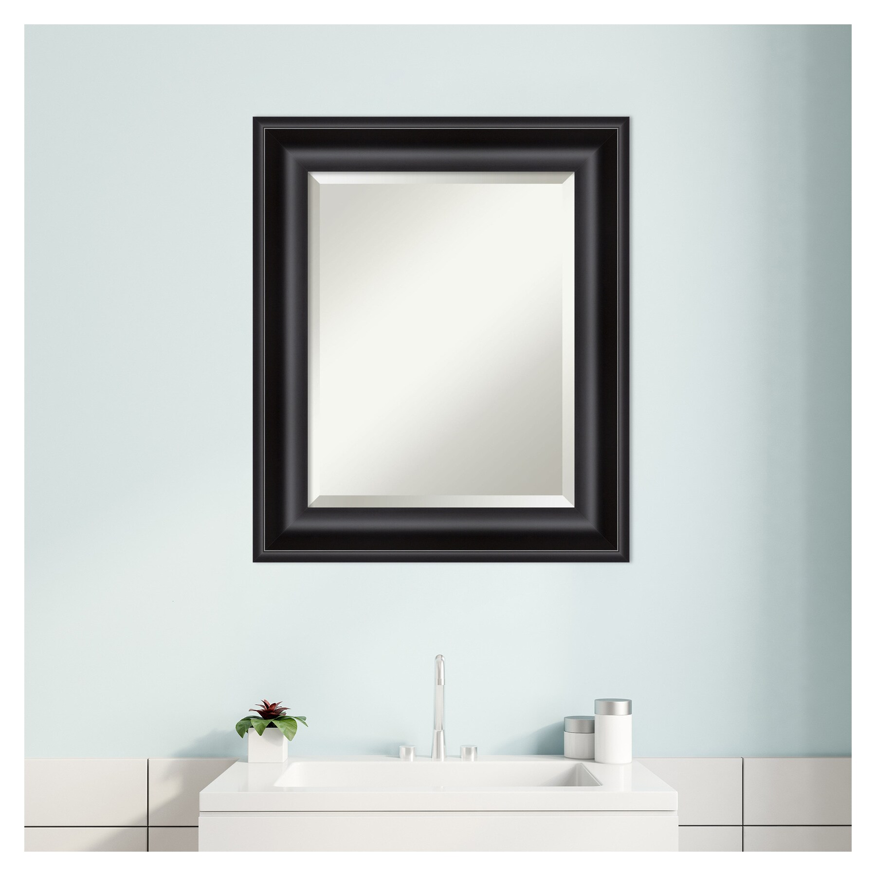 Amanti Art Grand Black Frame 21.75-in x 25.75-in Bathroom Vanity Mirror ...