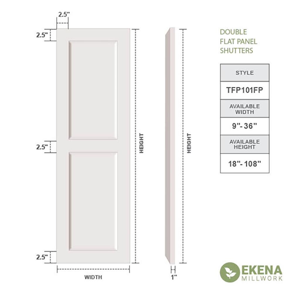 Ekena Millwork TFP101FPF12X026MG Exterior-Shutters - View #4