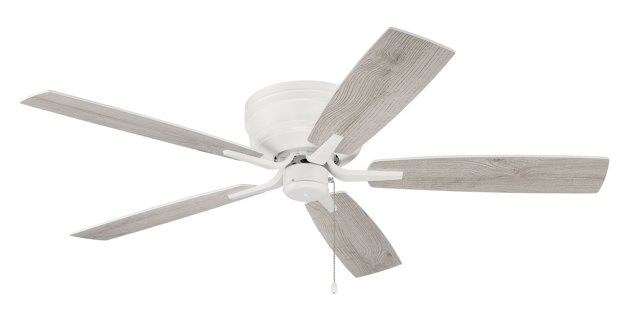 White 52" Low Profile Ceiling Fan with Reversible Blades