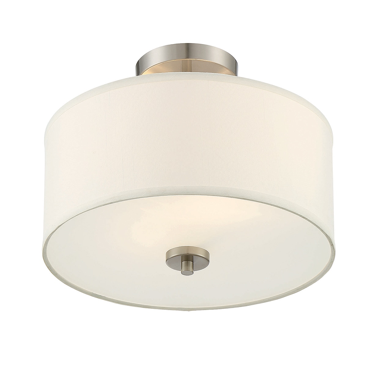 Brushed Nickel 2-Light Drum Semi-Flush Ceiling Fixture