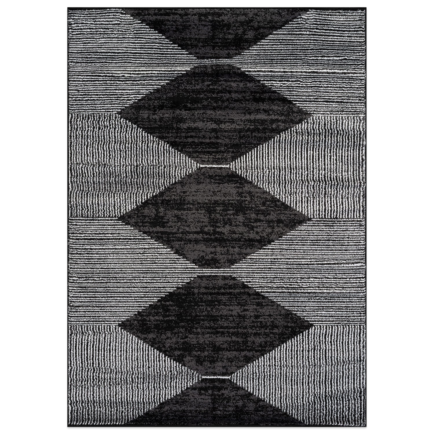 Origin 8 x 10 (ft) Loomed Polypropylene Black Rectangular Indoor Geometric Bohemian/Eclectic Spot Clean Only Pet Friendly Area rug