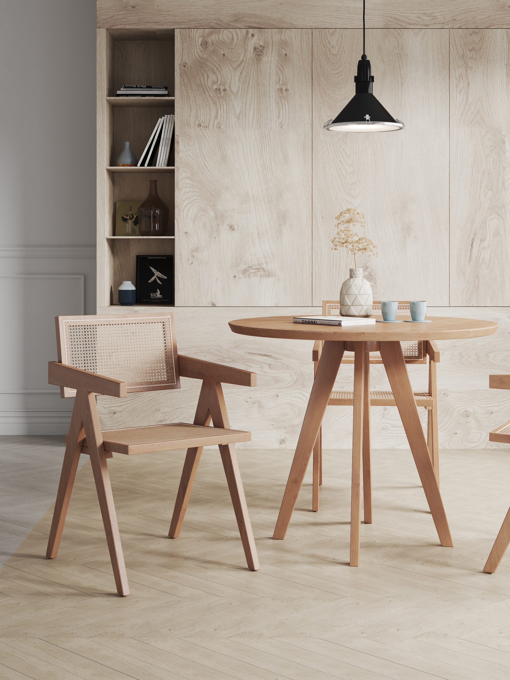 Manhattan Comfort DCCA09-NA Contemporary/Modern Upholstered Dining Arm Chair (Wood Frame)