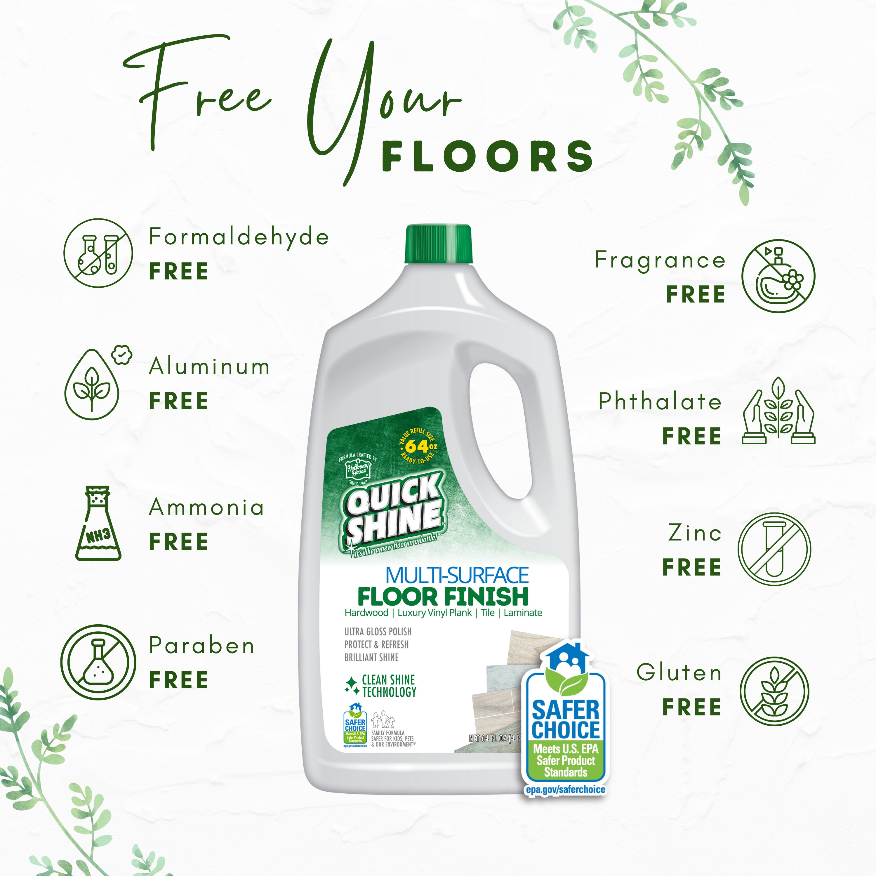 Quick Shine Floor Finish - 𝘽𝙚𝙛𝙤𝙧𝙚 𝙖𝙣𝙙 𝘼𝙛𝙩𝙚𝙧. The dull floor  you see has been buffed out and cleaned with the Holloway House Floor  Cleaner. Love the fragrance of the cleaner!!! The