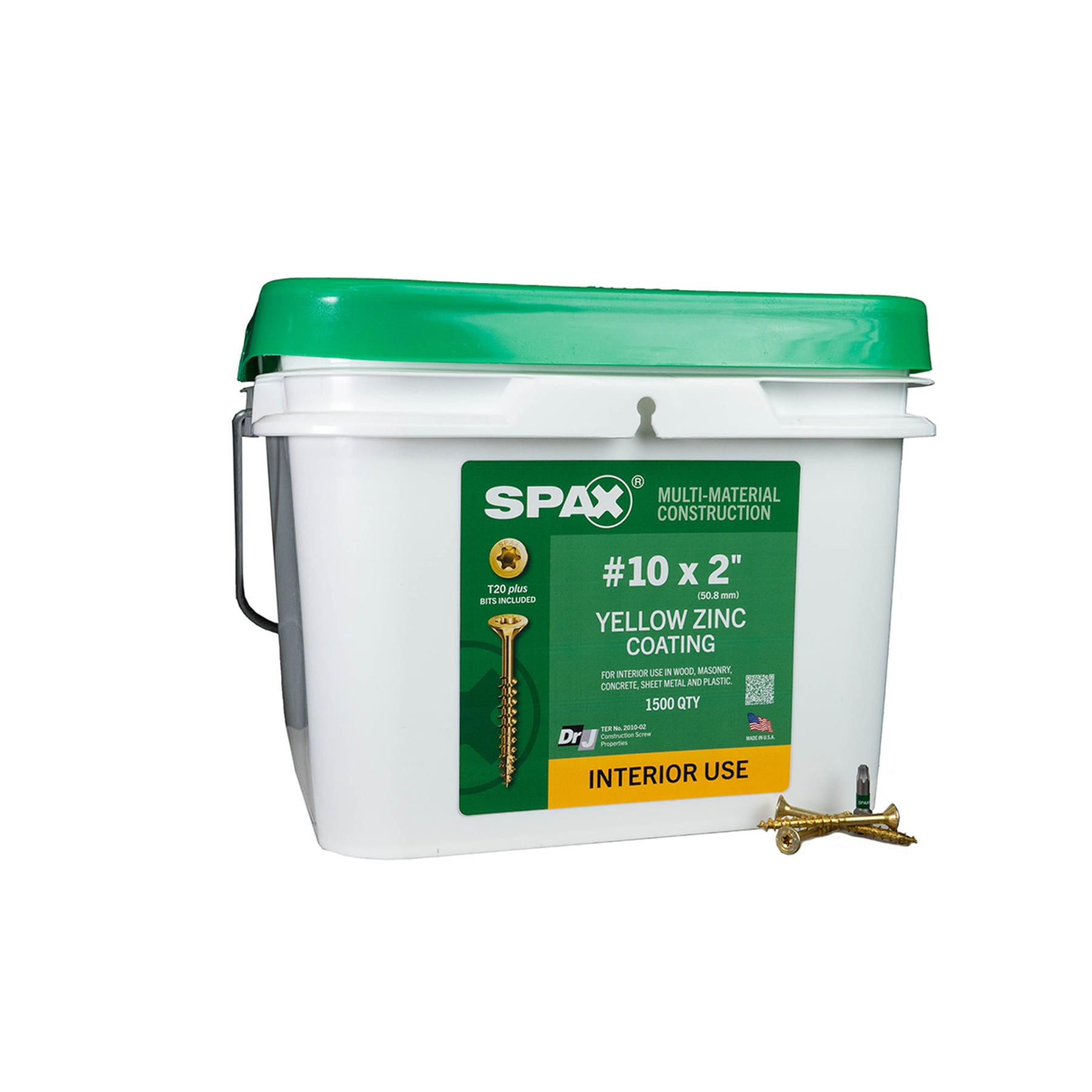 SPAX 3191020500500 Construction Framing Countersunk Flush Finish #10 x 2-in Yellow zinc Interior Wood screws ( 1500 -Per Box )