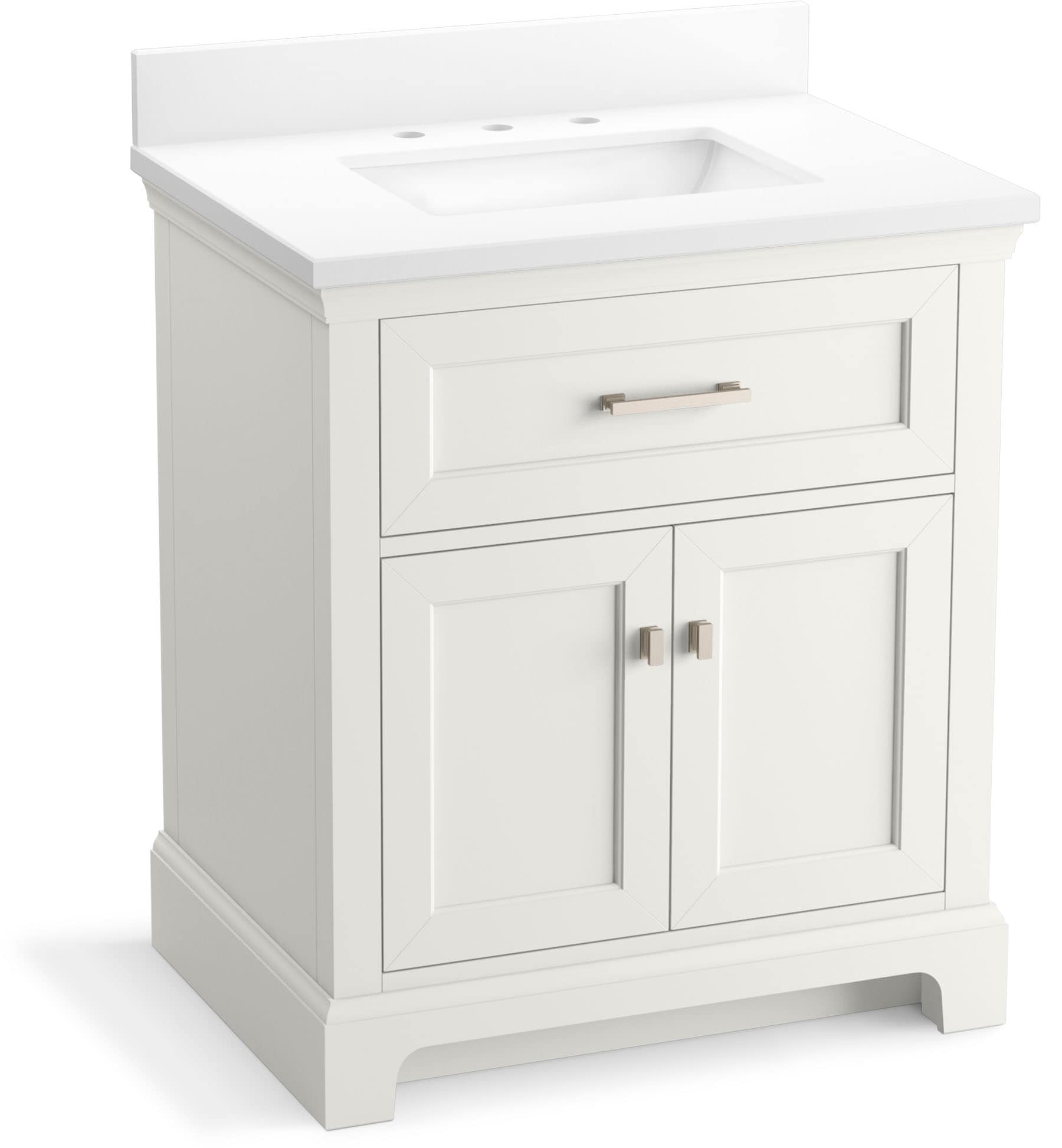 KOHLER 29260-BD1-0 Charlemont 30-in White Undermount Single Sink Bathroom Vanity with Pure White Quartz Top