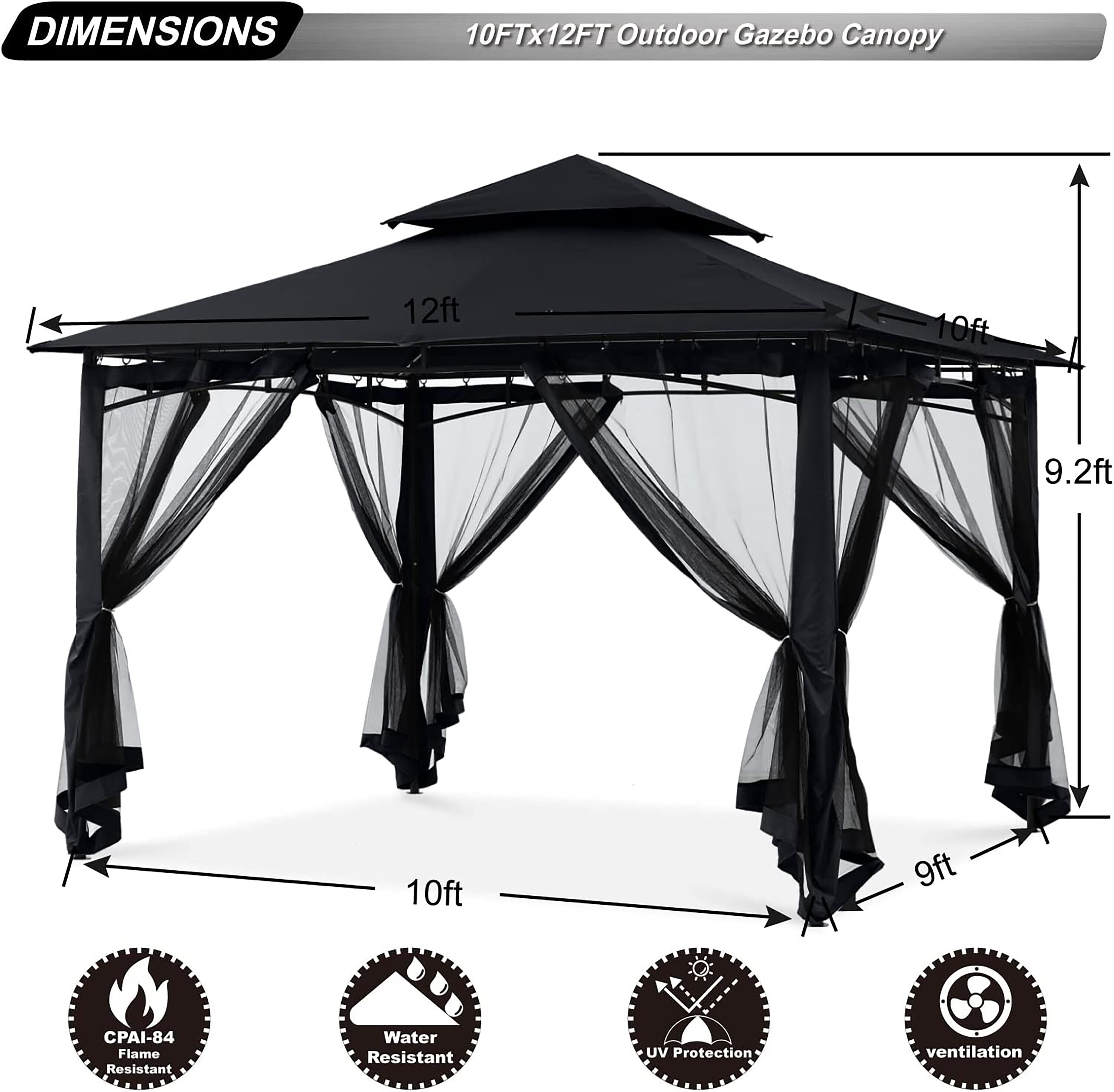 ABCCANOPY GHG-1012DPNT-BLACK Wood-Resin-Gazebos - View #4