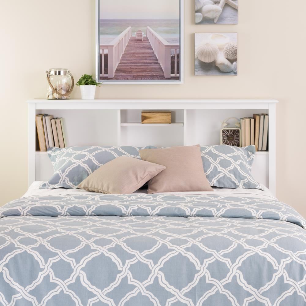 Contemporary Full/Queen Size Headboard w/ Bookcase Shelf Bedroom Furniture Gray 