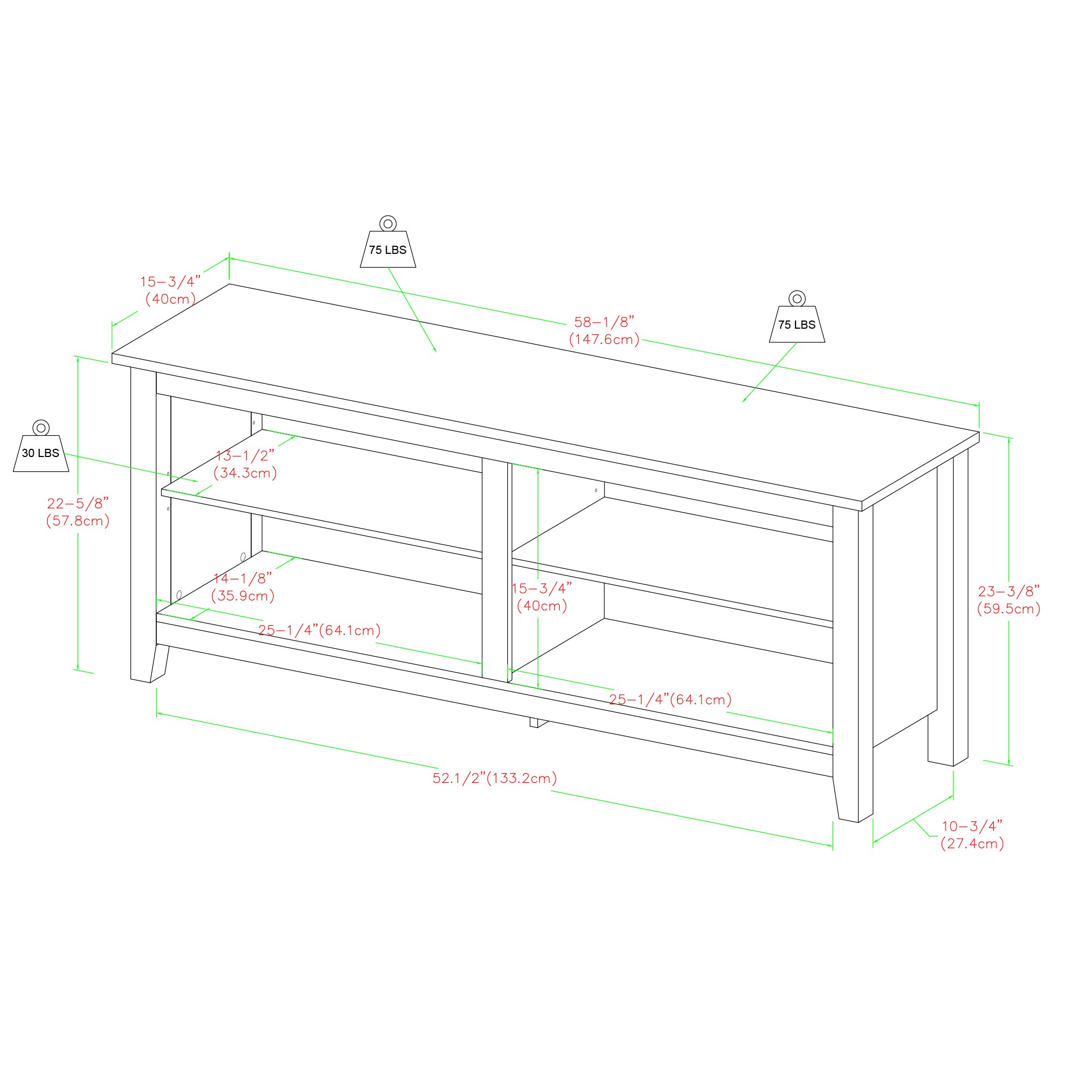 Walker Edison LW58CSPWH Tv-Stands - View #16