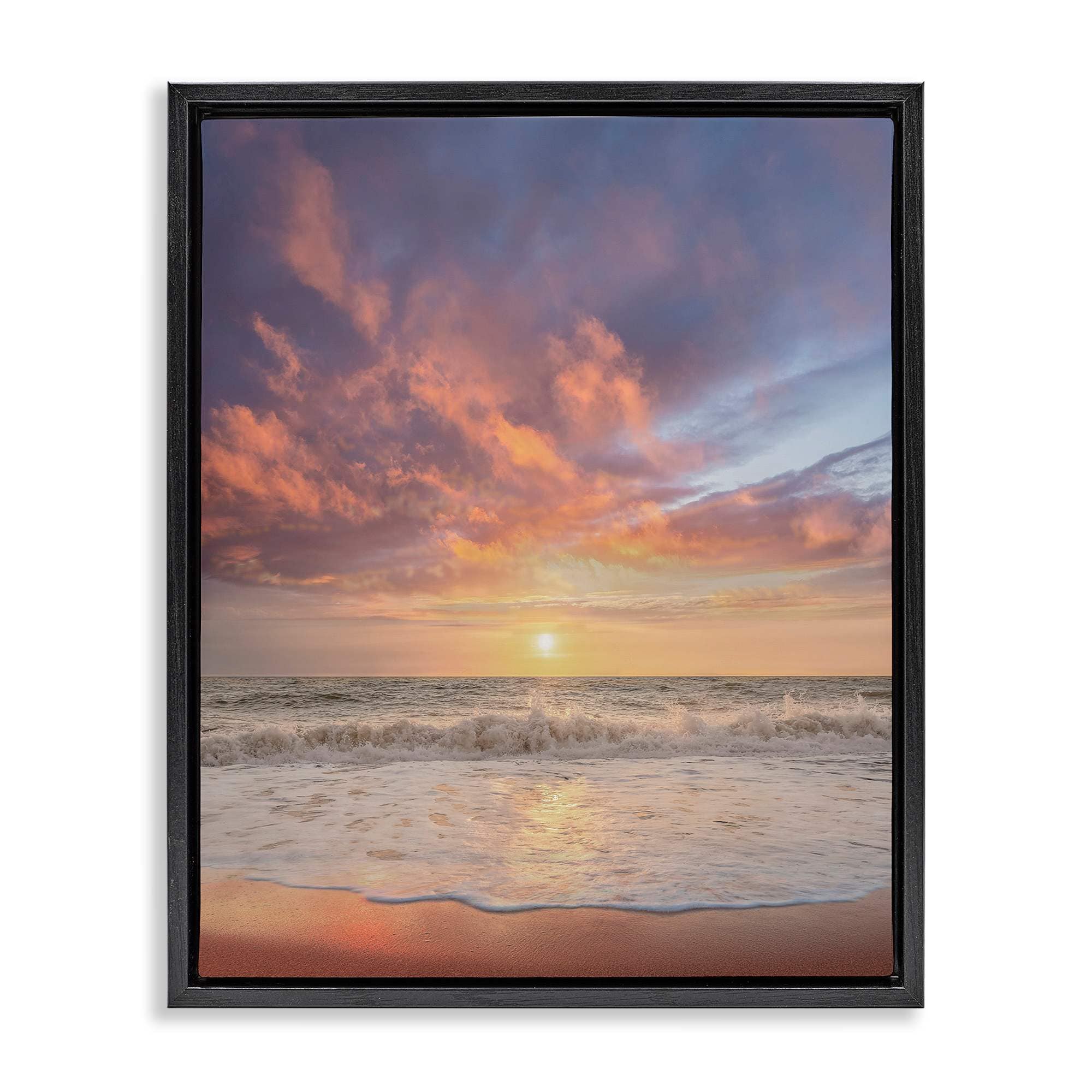 Stupell Industries BS-157-FFB-16X20 Sunlit Clouds over Beach Floating Frame design by Mike Calascibetta