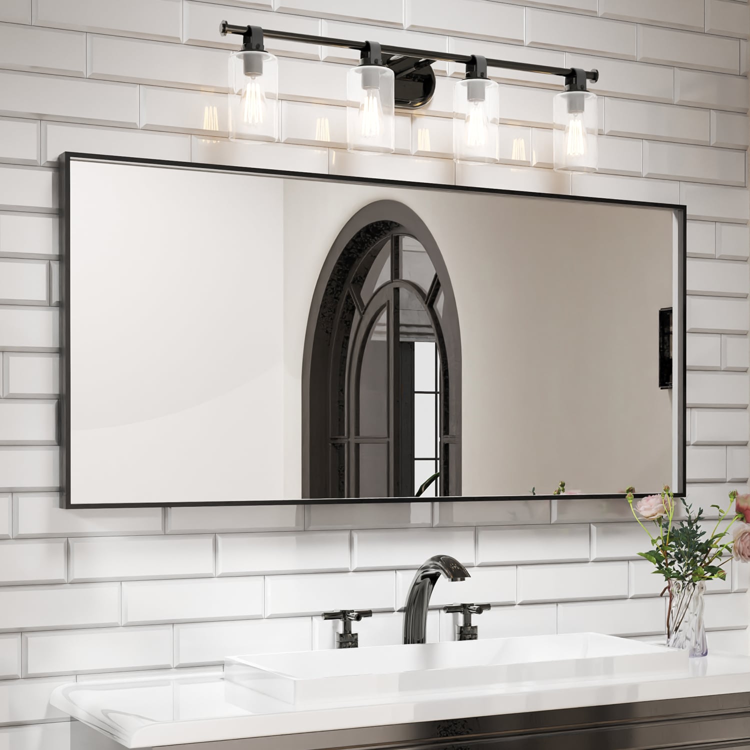 waterpar WPLO-2147 60-Inches x 28-Inches Polished Rectangle Bathroom Vanity Mirror ( Black )