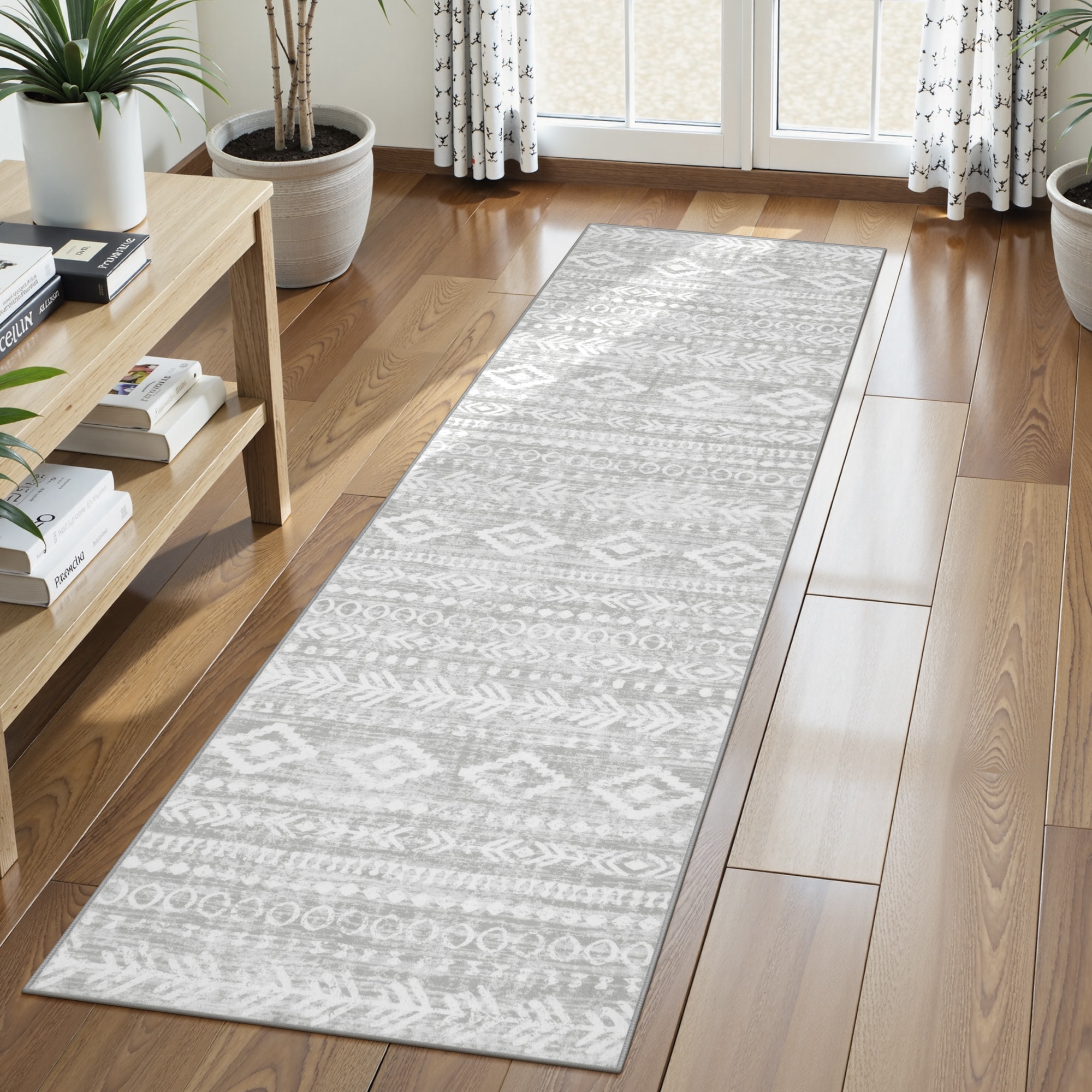 Lahome H232-640BLFHU-60X180 2x6(ft) Grey Washable Modern Abstract Non Slip Ultra Thin Soft Area Rug Runner