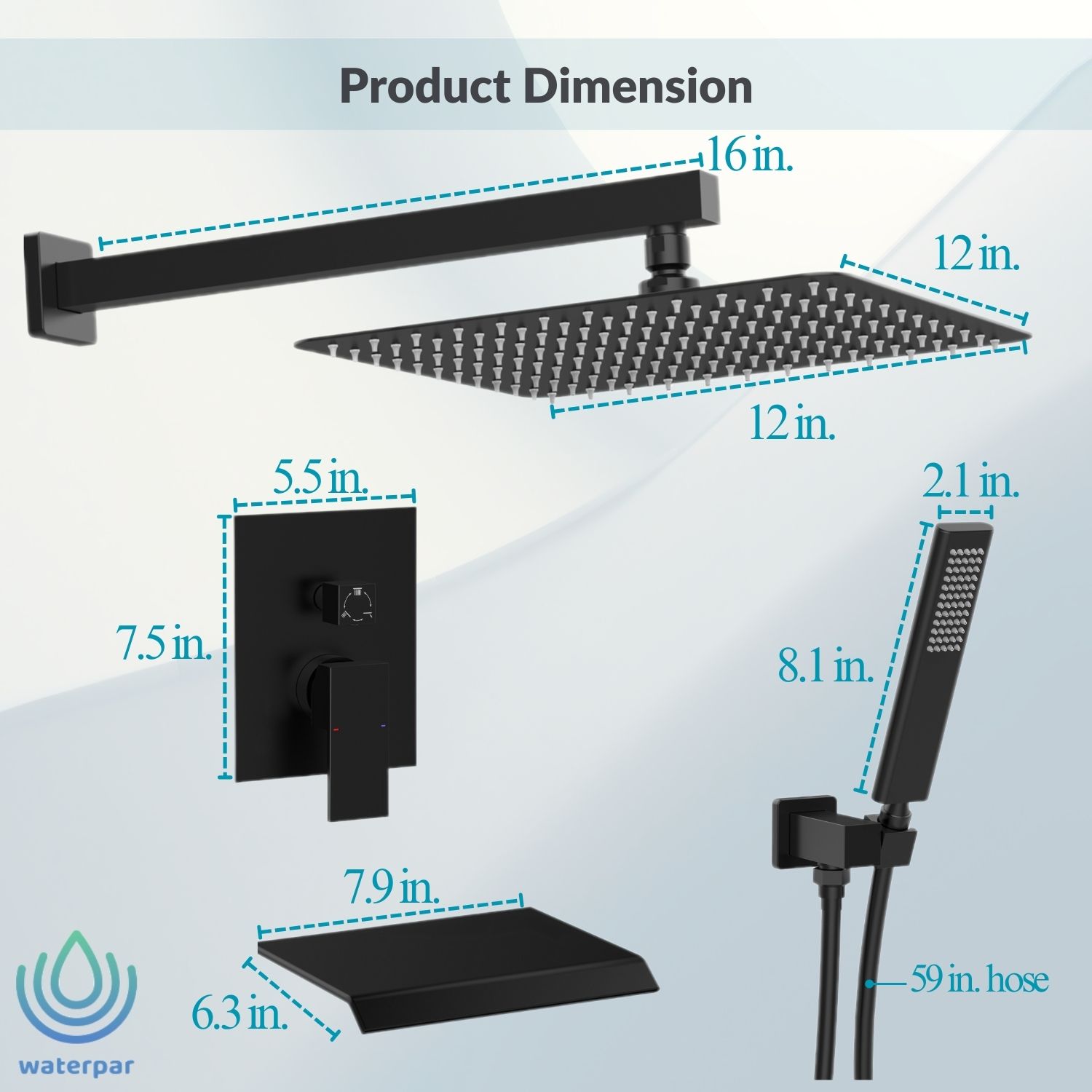 waterpar WPLO-SH434 Showerhead-Bar-Panels - View #5