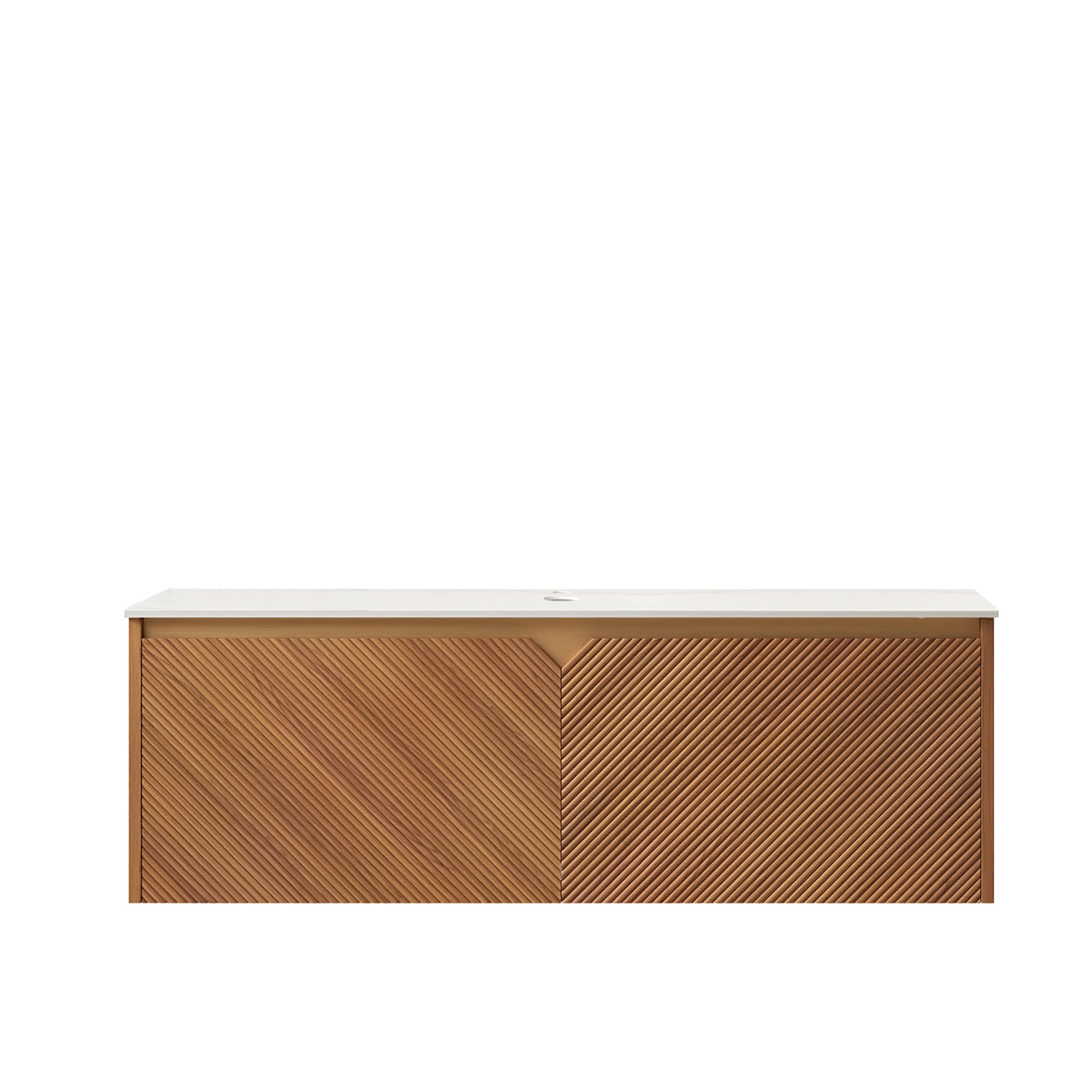 Tinyhomie 48in Wall-Mounted Brown Oak Plywood Cabinet and Carrara White Sintered Stone Countertop NO Basin NO Faucet and Sink Cove