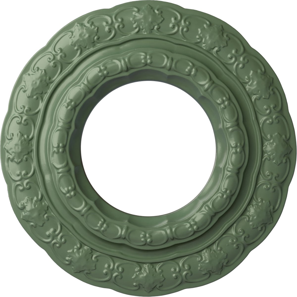 Ekena Millwork CM15LIAGF Lisbon 15.375-in W x 15.375-in L Painted Athenian Green Polyurethane Whole Ceiling Medallion