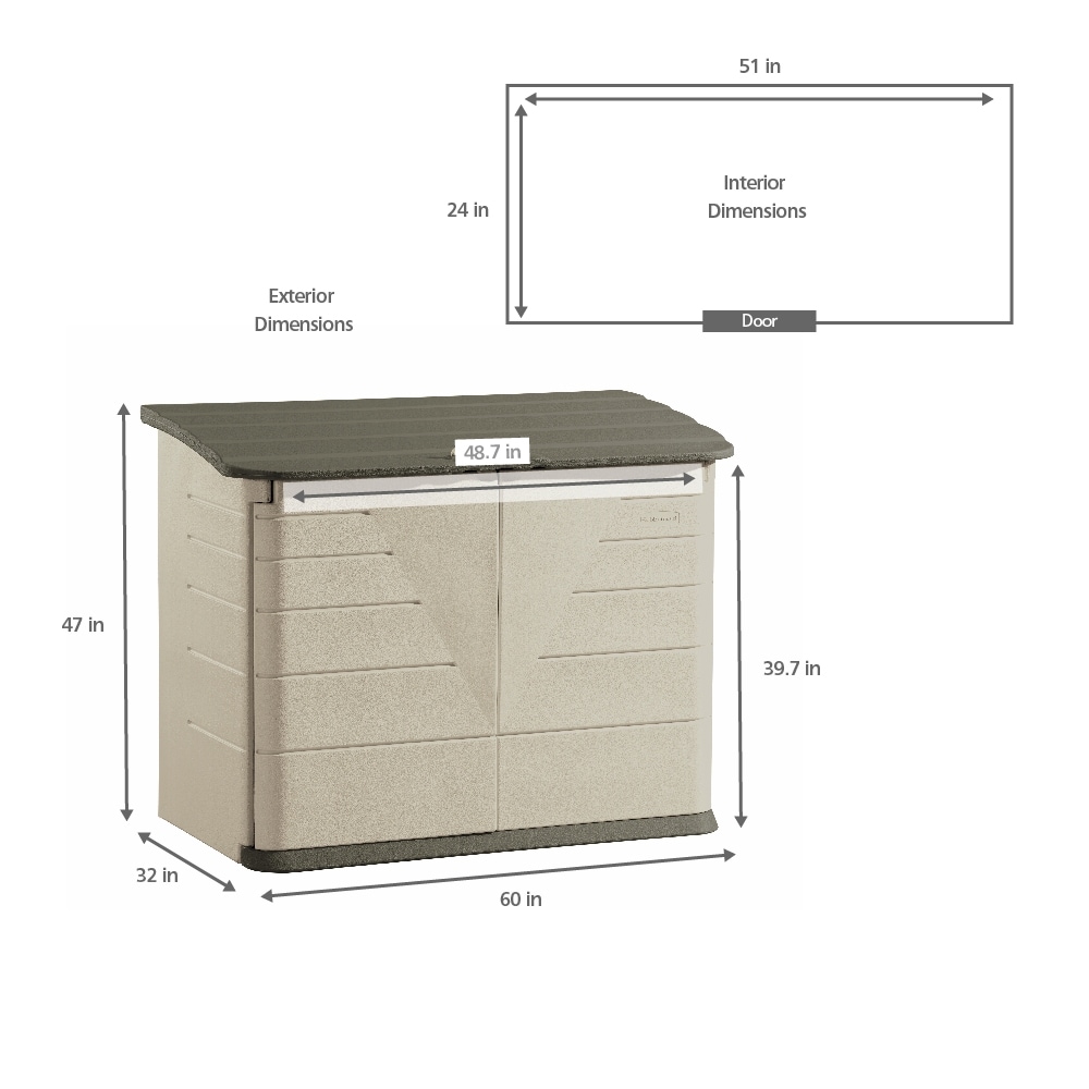 Rubbermaid Horizontal Outdoor Storage Shed, Olive/ Sandstone