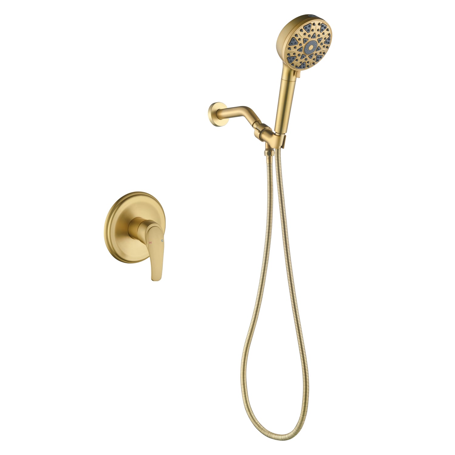 Vanityfus 4.72-in Shower Head 7-funtion Spray Shower Head-Brushed Gold
