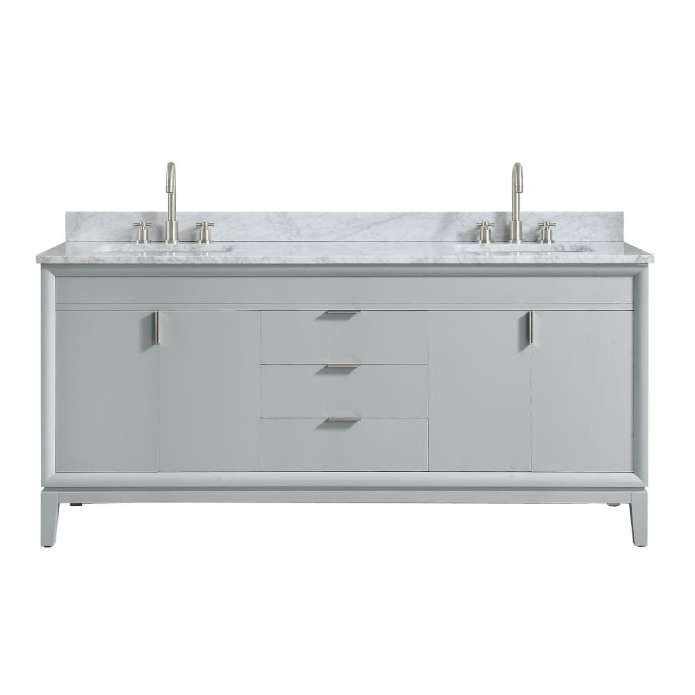 Avanity EMMA-VS73-DG-C Emma 73-in Dove gray Undermount Double sink Bathroom Vanity with Carrera white Natural marble Top