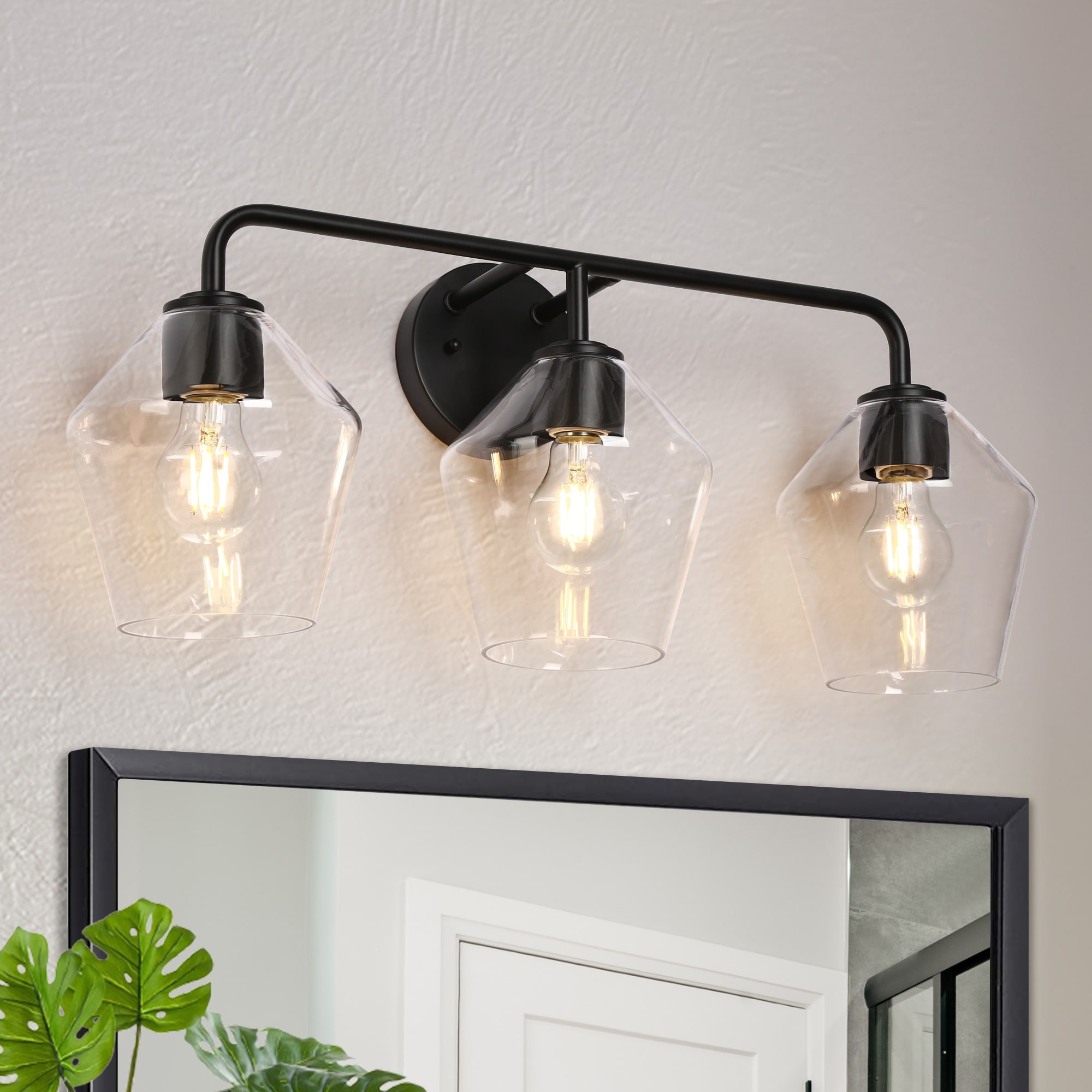 Uolfin J7NAMN-LWS25153-N9 24.5-in 3 -Light Matte Black Modern/contemporary Vanity light