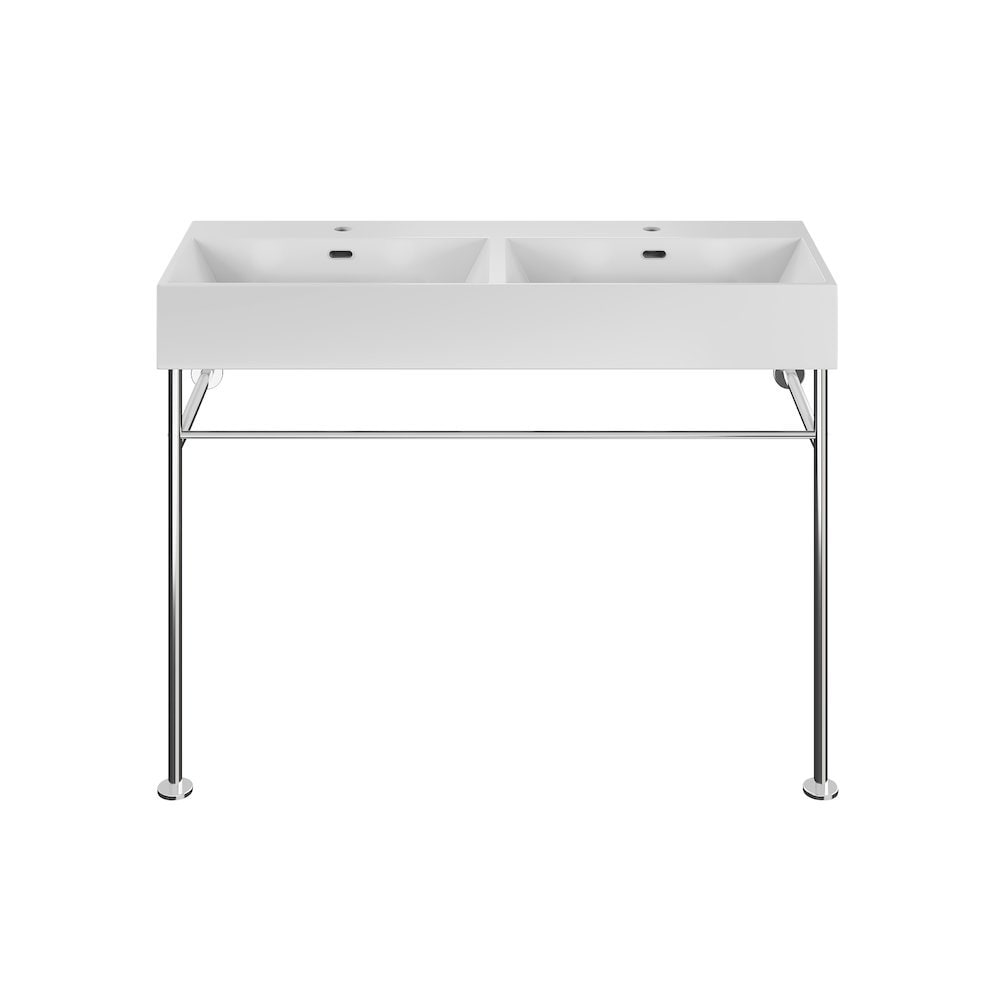 Swiss Madison Claire 48 Double Basin Console Sink with Polished Chrome Legs one_size | SM-5-CS1901CH-D