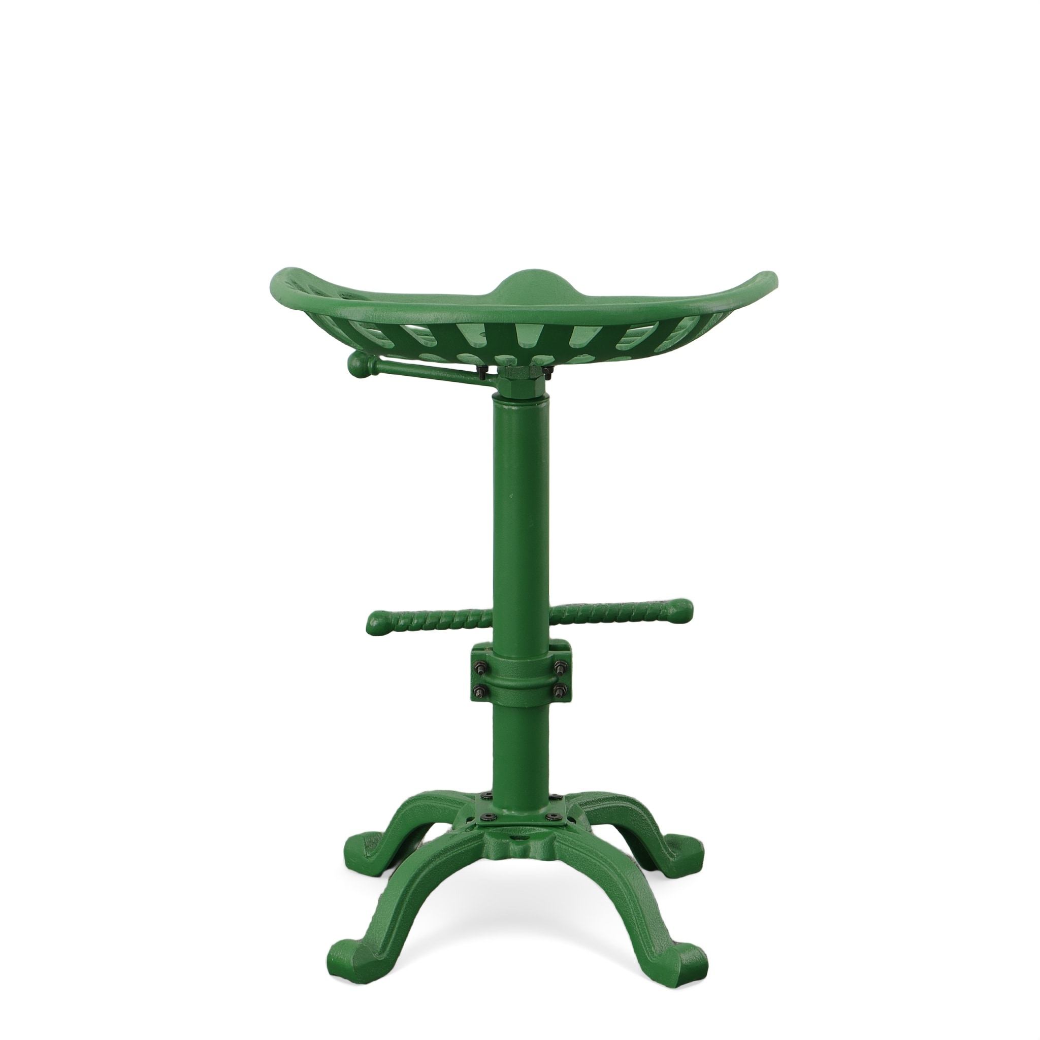 Vintage Industrial Green Metal Adjustable Tractor Seat Stool