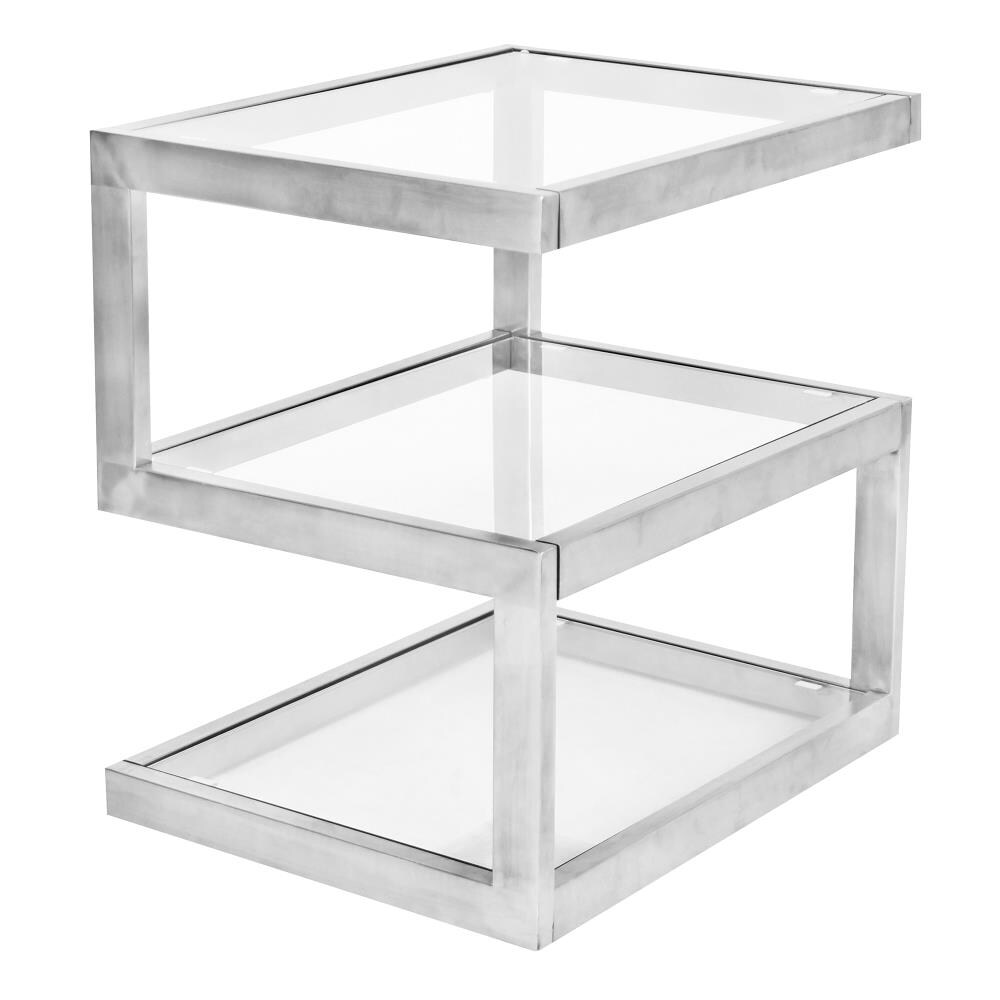 LumiSource TB-5S SS 5S 16-in W x 21.25-in H Stainless Steel, Glass Glam End Table Assembly Required