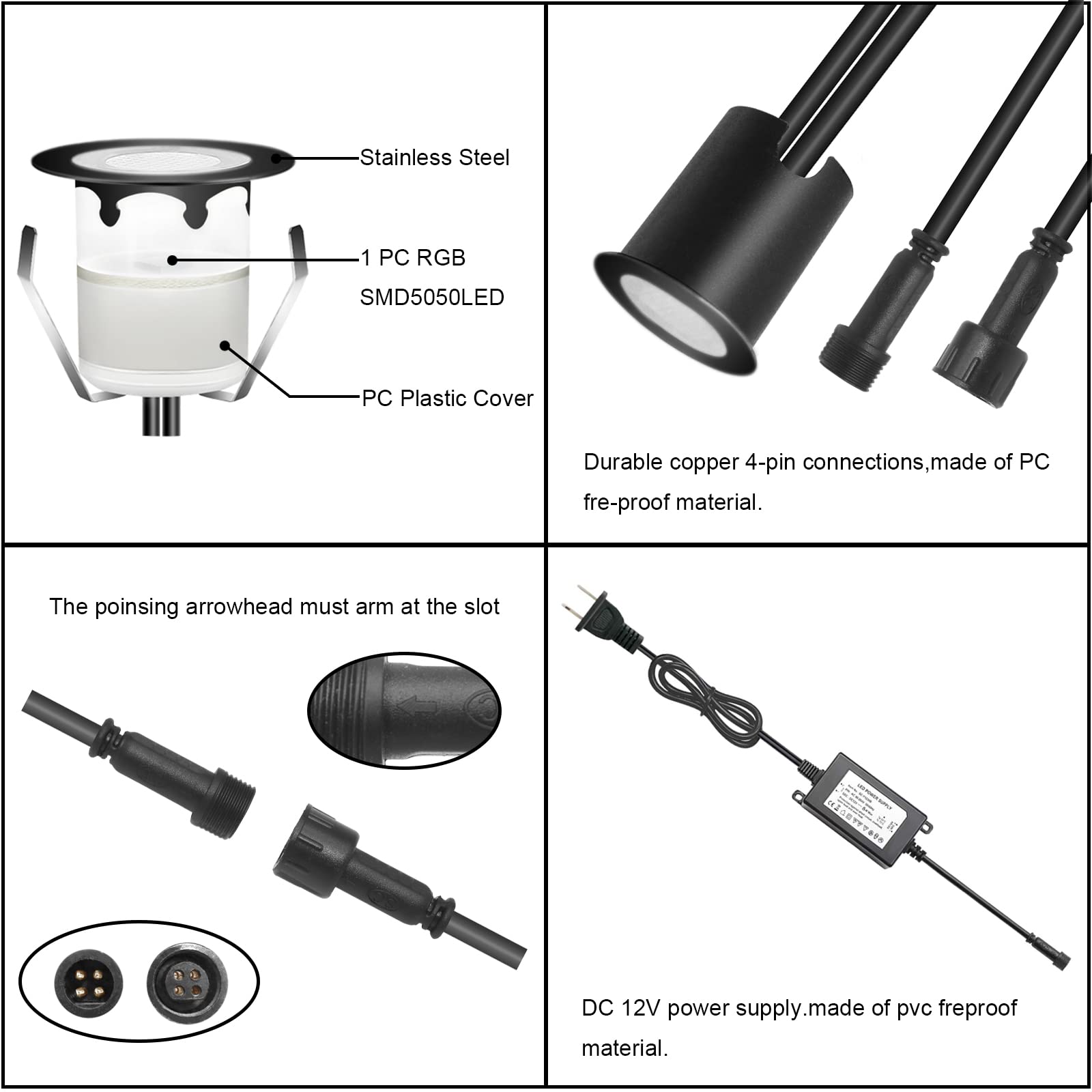 AOIZGMY Recessed LED Deck Lights Kit 10 Pack Waterproof Low Voltage ...