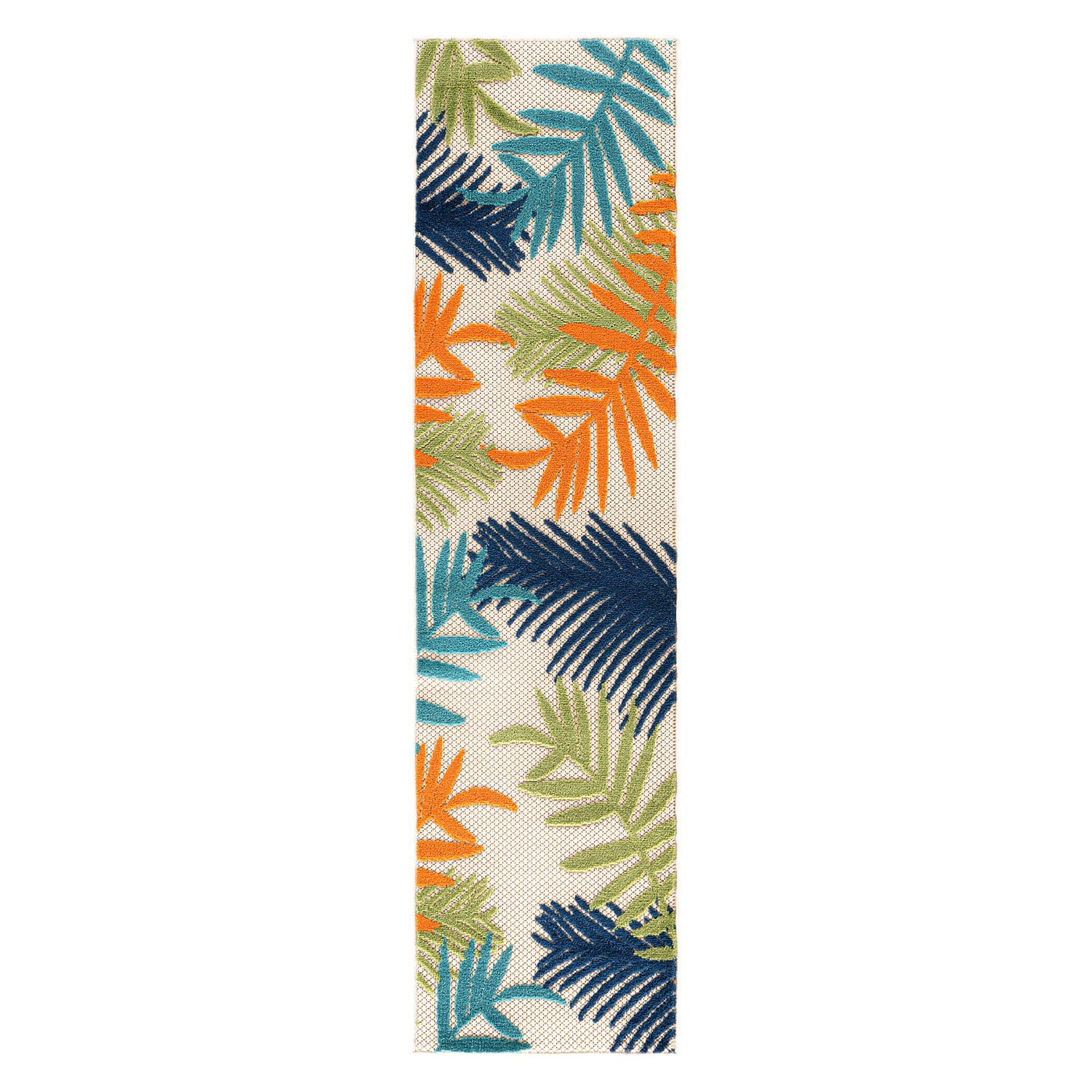 Hampton Bay Tropical Palm Leaves Black 5 ft. x 7 ft. Indoor/Outdoor Area Rug