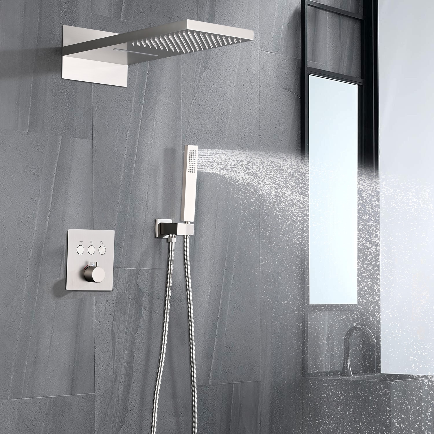 WELLFOR CR-P-F-S01MB Showerhead-Bar-Panels - View #2