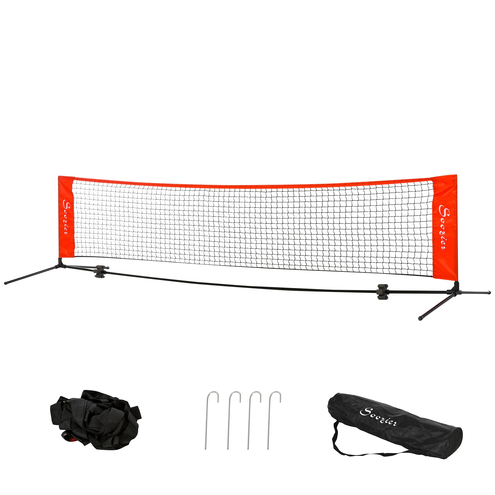 Tatayosi P-DJ-112762 Red 10 ft Portable Net for Soccer Tennis Pickleball Badminton Mini Tennis with Sideline and Storage Bag for Training