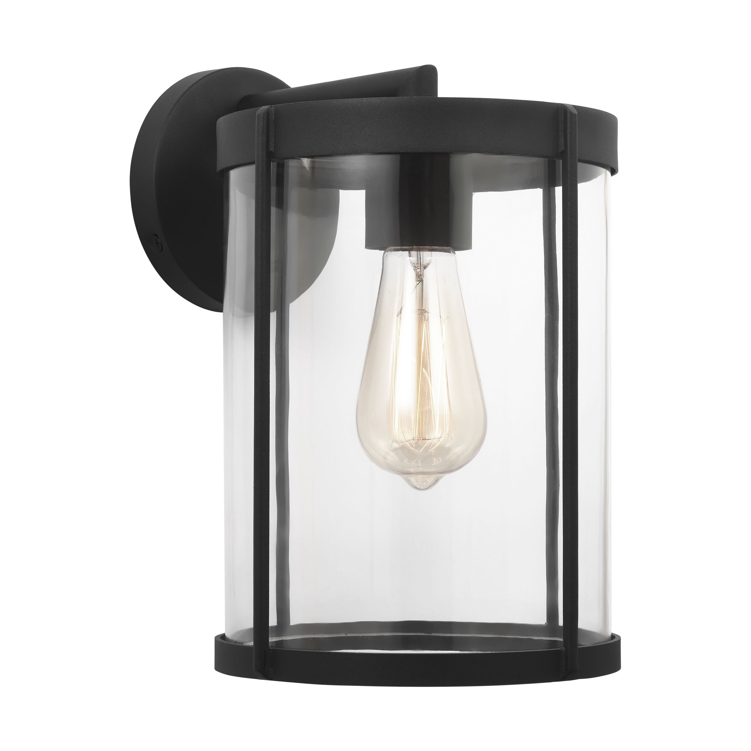 Generation Lighting GLO1101C-TXB Luning 1 -Light 12-in H Polished Black Hardwired Outdoor Wall Light