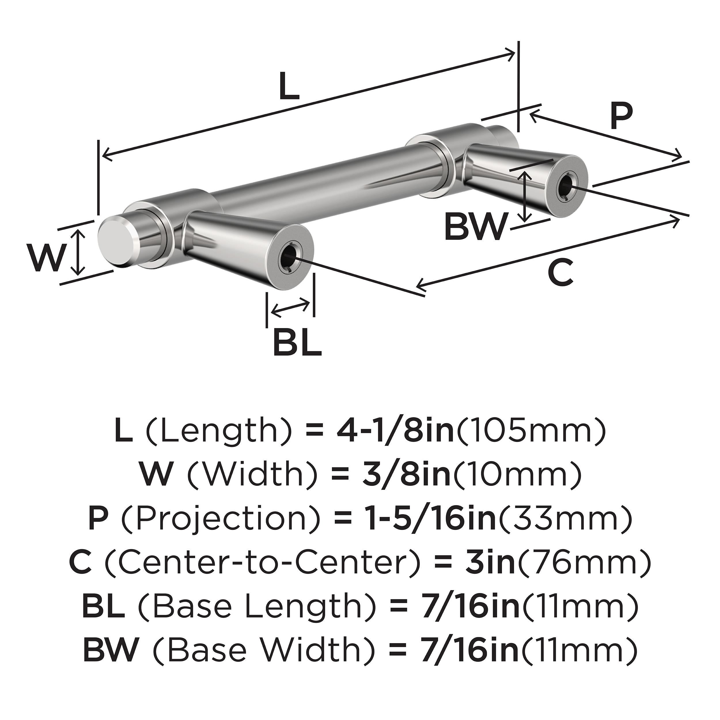 Polished Chrome Modern Cabinet Bar Pull with Mounting Hardware