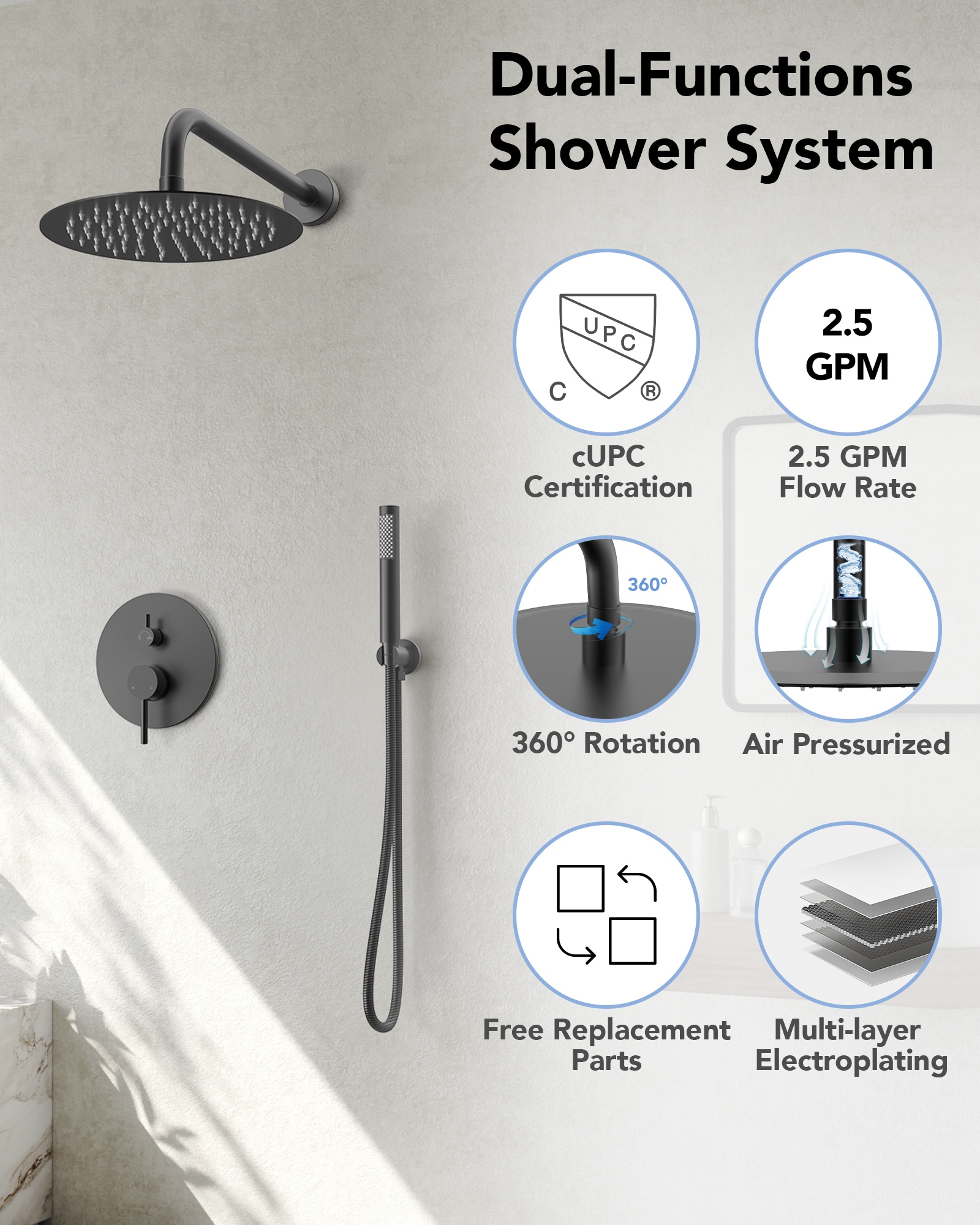 EVERSTEIN Q-897-OTOP Showerhead-Bar-Panels - View #8
