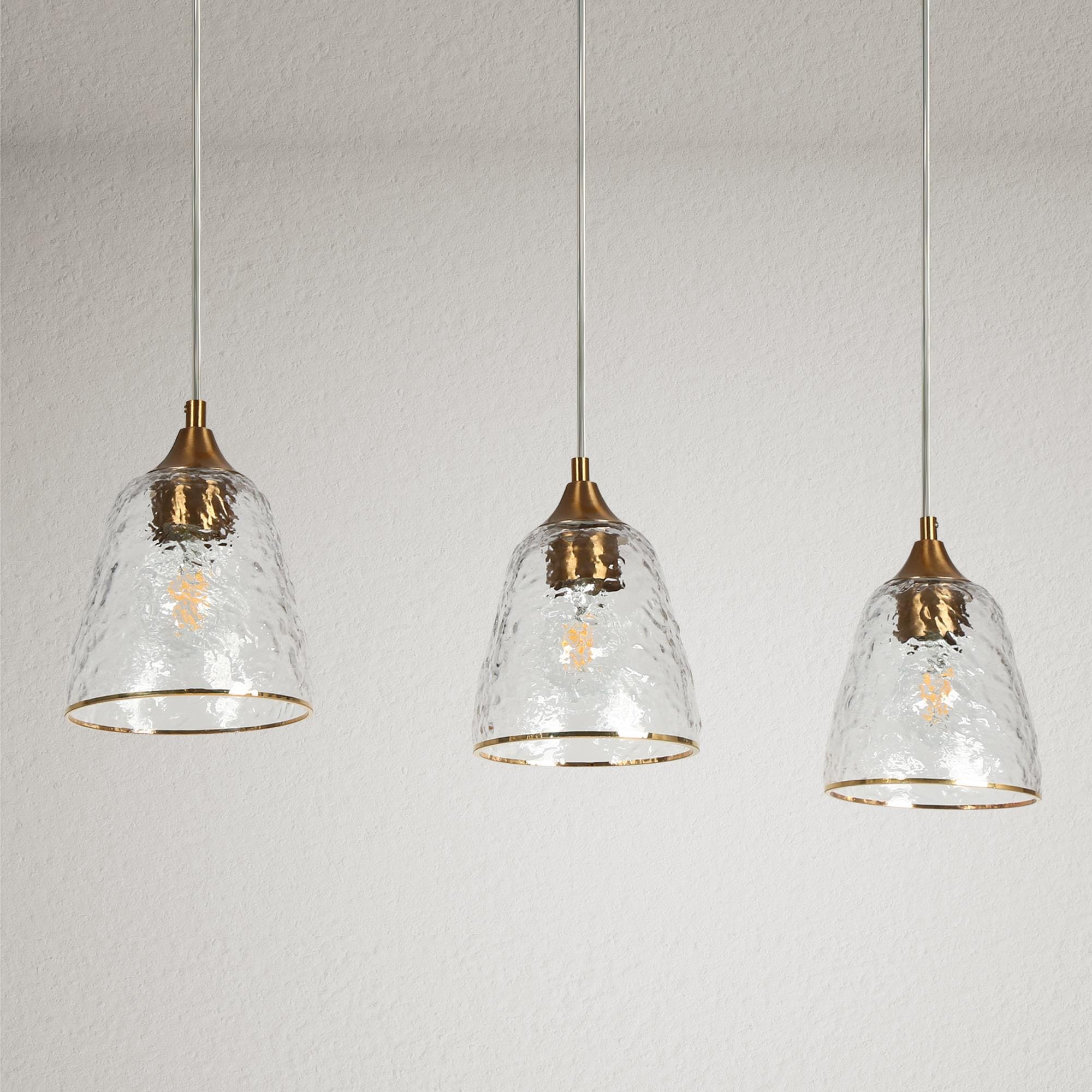 LNC Dolohovstrout 3-Light Gold with Art Ripple Glass Modern ...