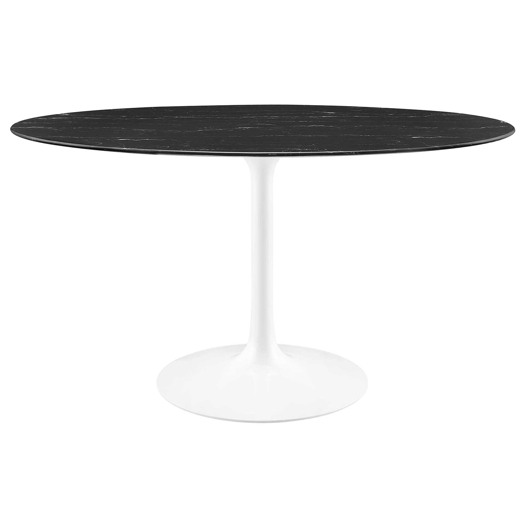 Modway EEI-5185-WHI-BLK Lippa 54 Inch  Oval Faux Marble Dining Table in White Black