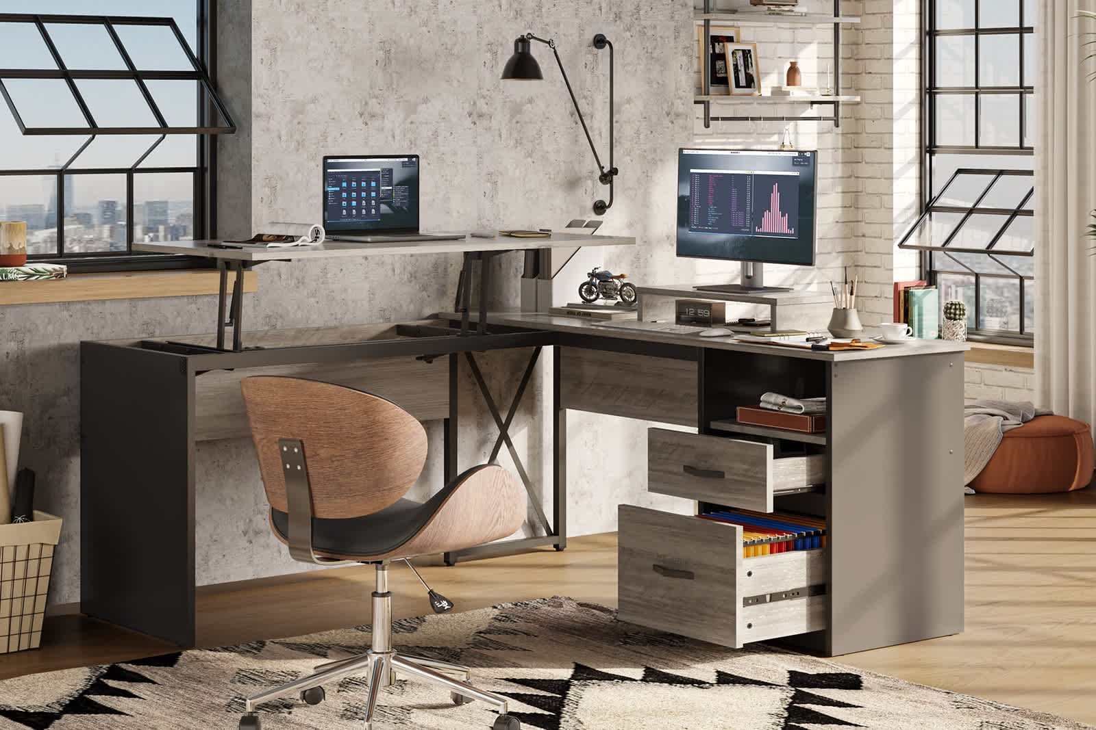Bestier LOW-H100914E-GRYW desks - View #4