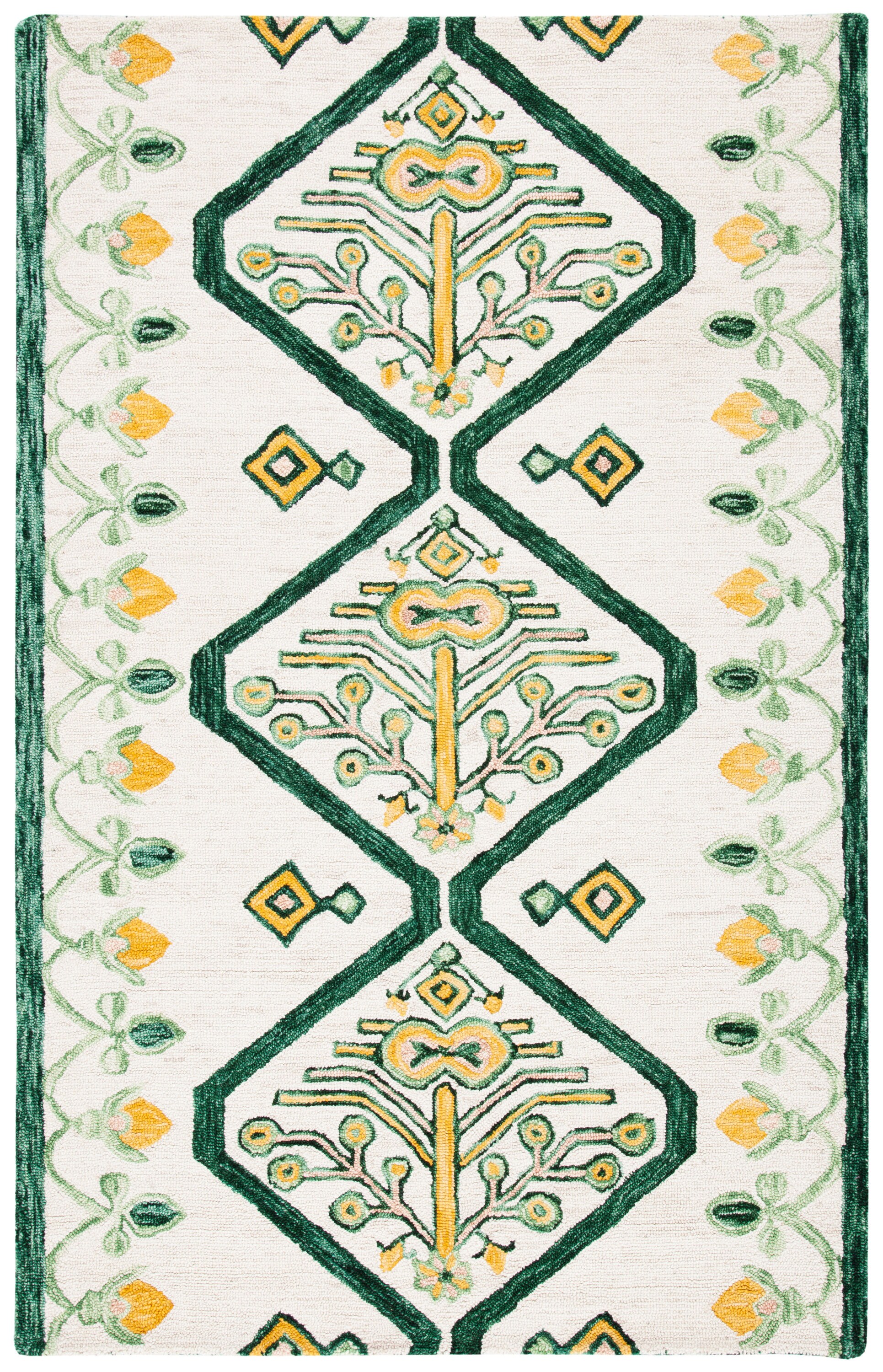 Safavieh APN703C-4 Aspen Kersey 4 x 6 (ft) Tufted Wool Ivory/Yellow Rectangular Indoor Abstract Global Area rug