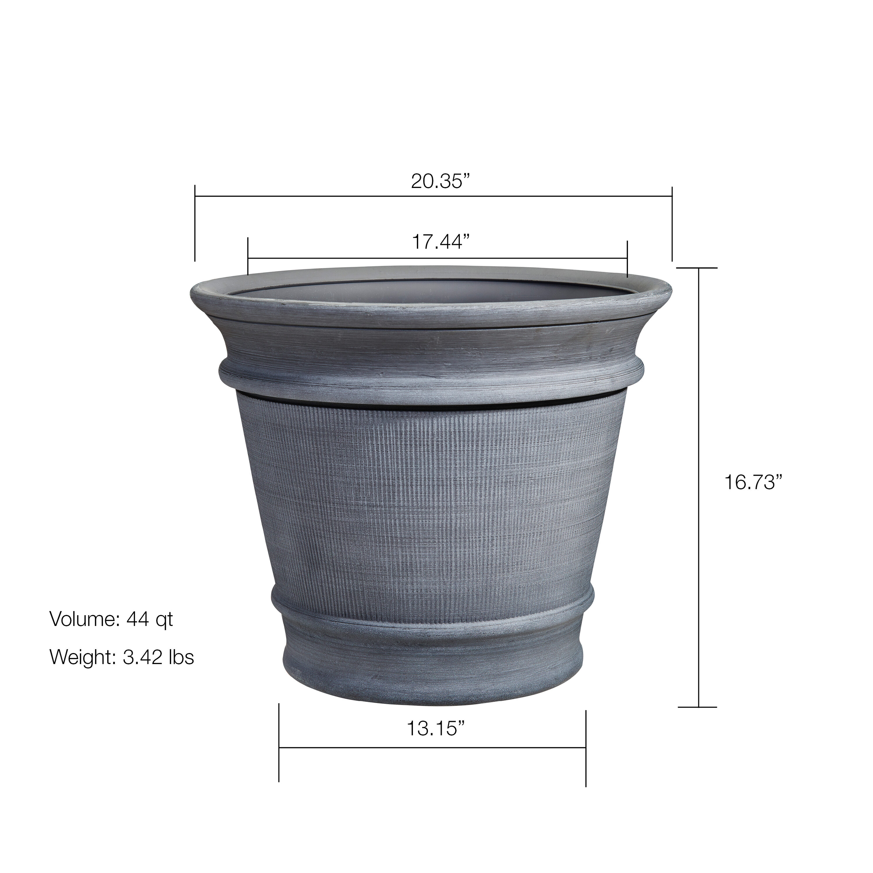 Grosfillex Shell 11.81 x 8.94-in Sierra Grey Cement Resin Planter US138594